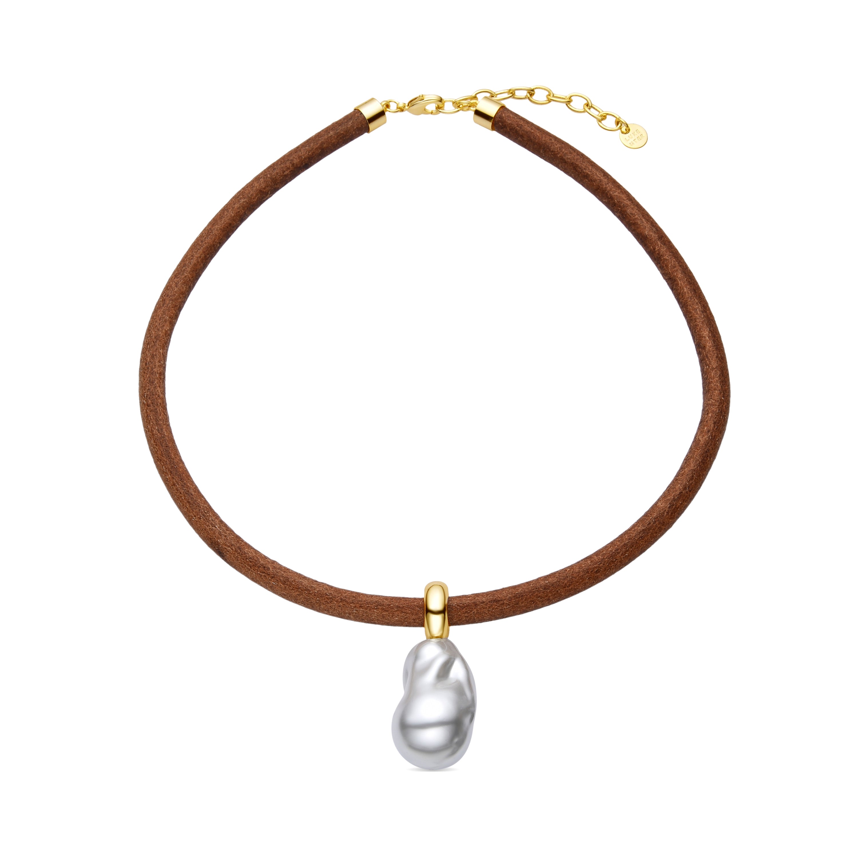 925 Sterling Silver and White Pearl Necklace with 18k Yellow Gold Finish - Abongo