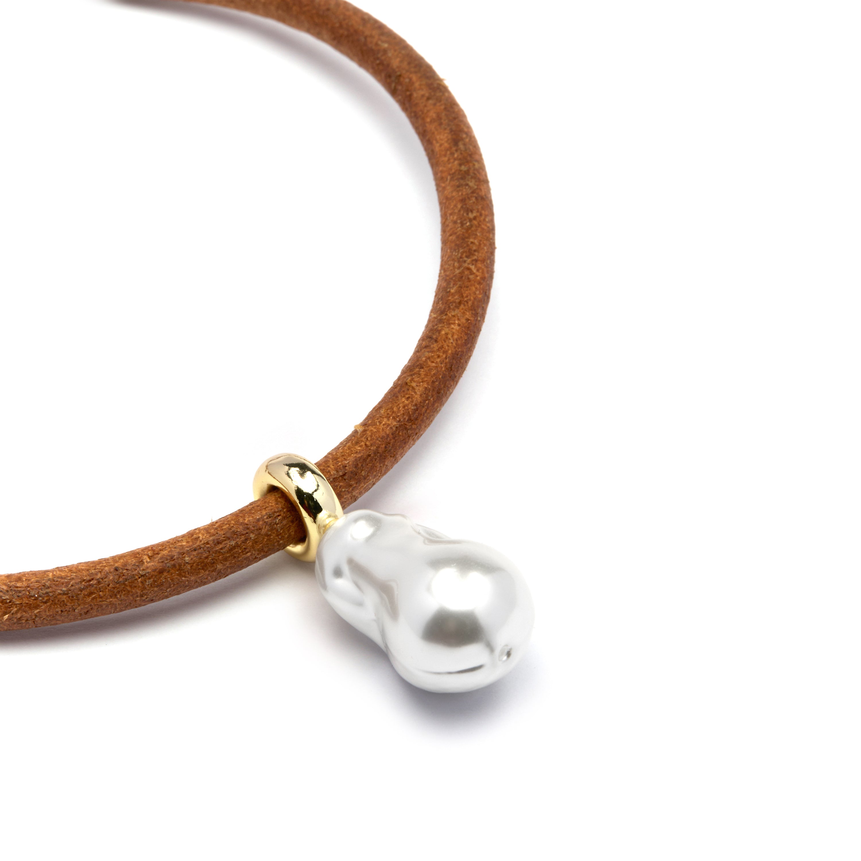 925 Sterling Silver and White Pearl Necklace with 18k Yellow Gold Finish - Abongo