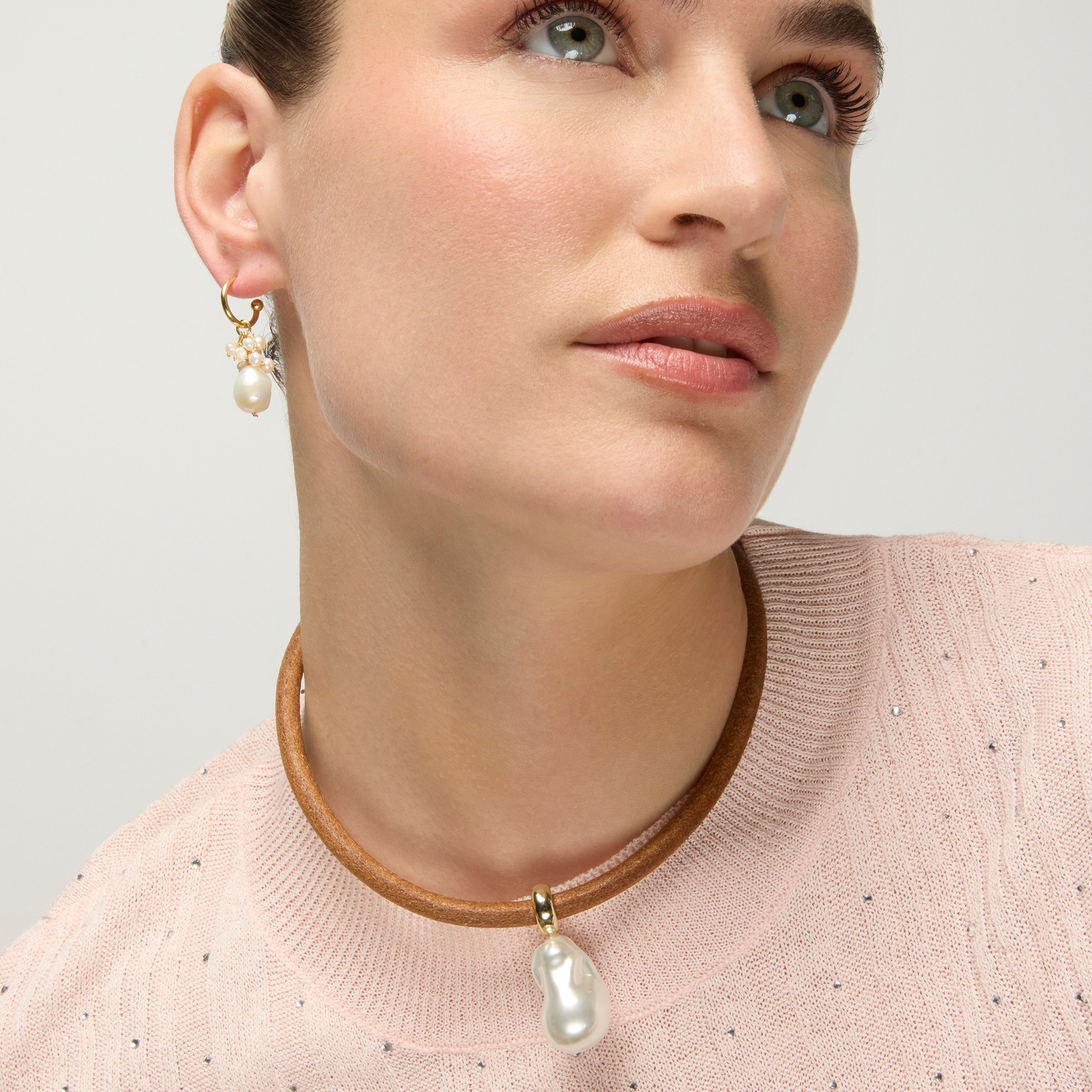 925 Sterling Silver and White Pearl Necklace with 18k Yellow Gold Finish - Abongo