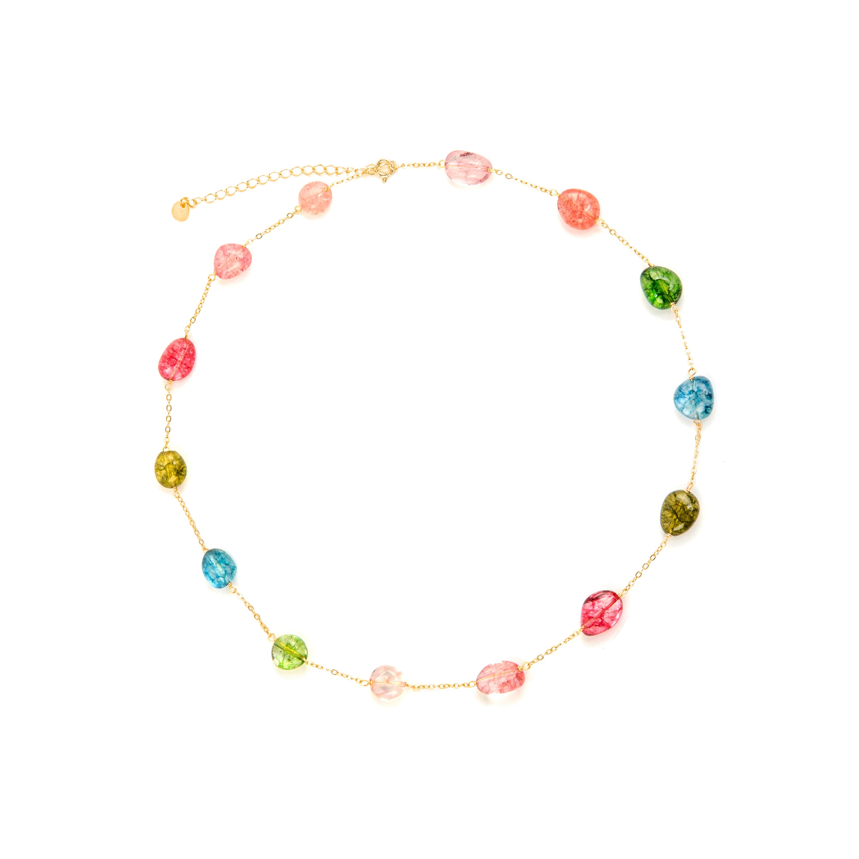 Collar de Plata de Ley 925 y Multicolor Piedra Natural acabado oro amarillo de 18k - Refus