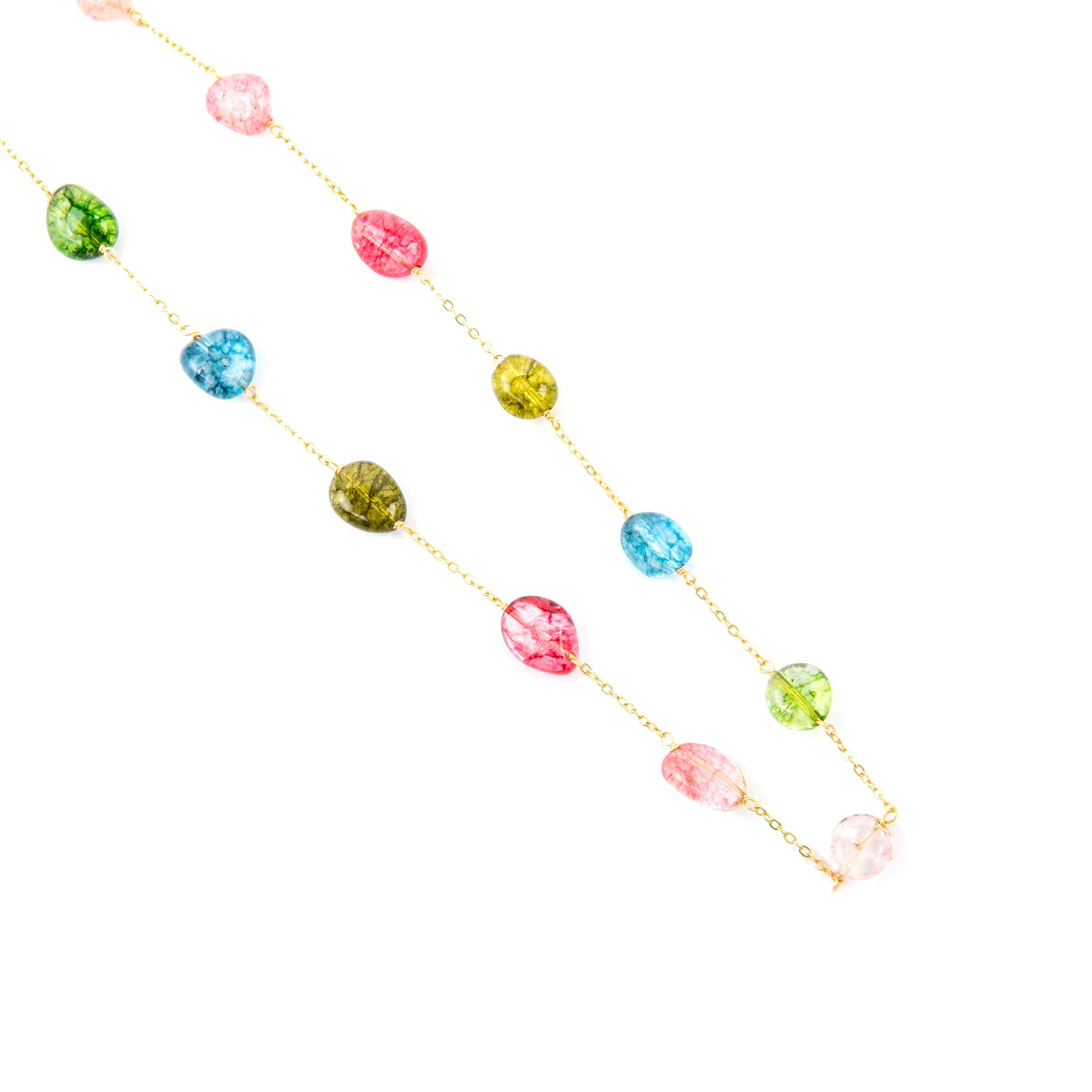 Collar de Plata de Ley 925 y Multicolor Piedra Natural acabado oro amarillo de 18k - Refus