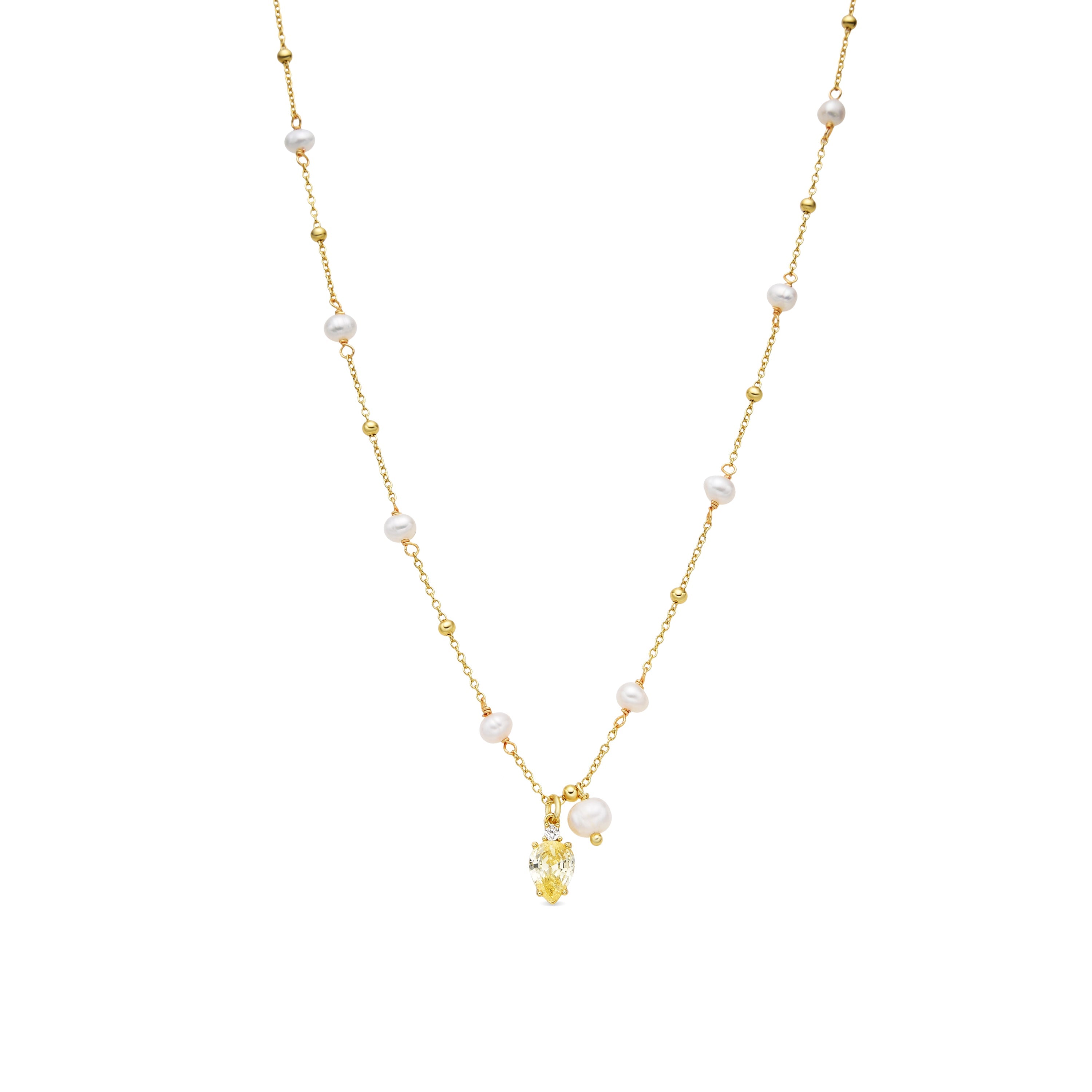 925 Sterling Silver and Brilliant Zirconia Necklace with Rhodium Finish - Lebao