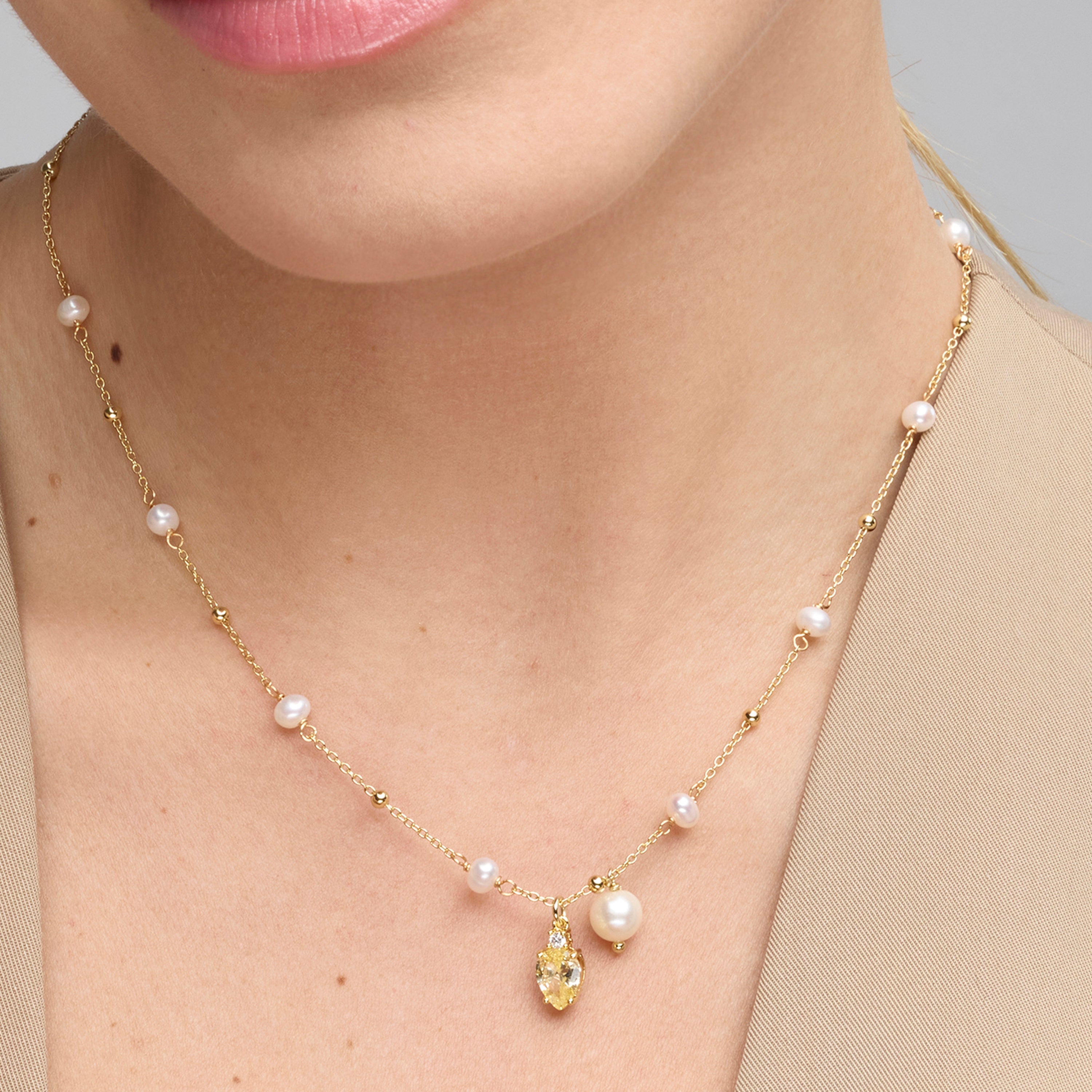 925 Sterling Silver and Brilliant Zirconia Necklace with Rhodium Finish - Lebao