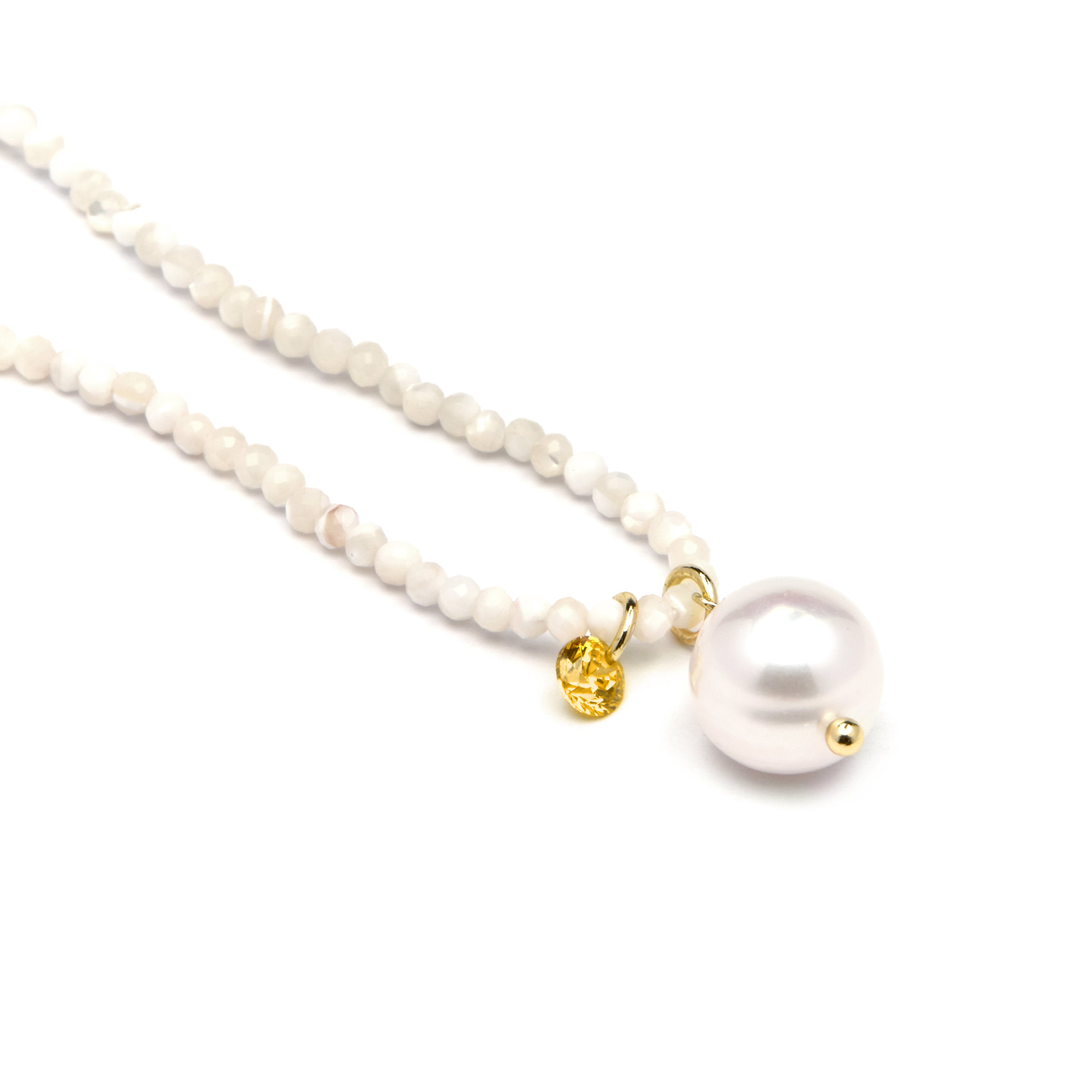 Colar de Prata 925 e Cristal Branco banhado a ouro amarelo 18k - Husu