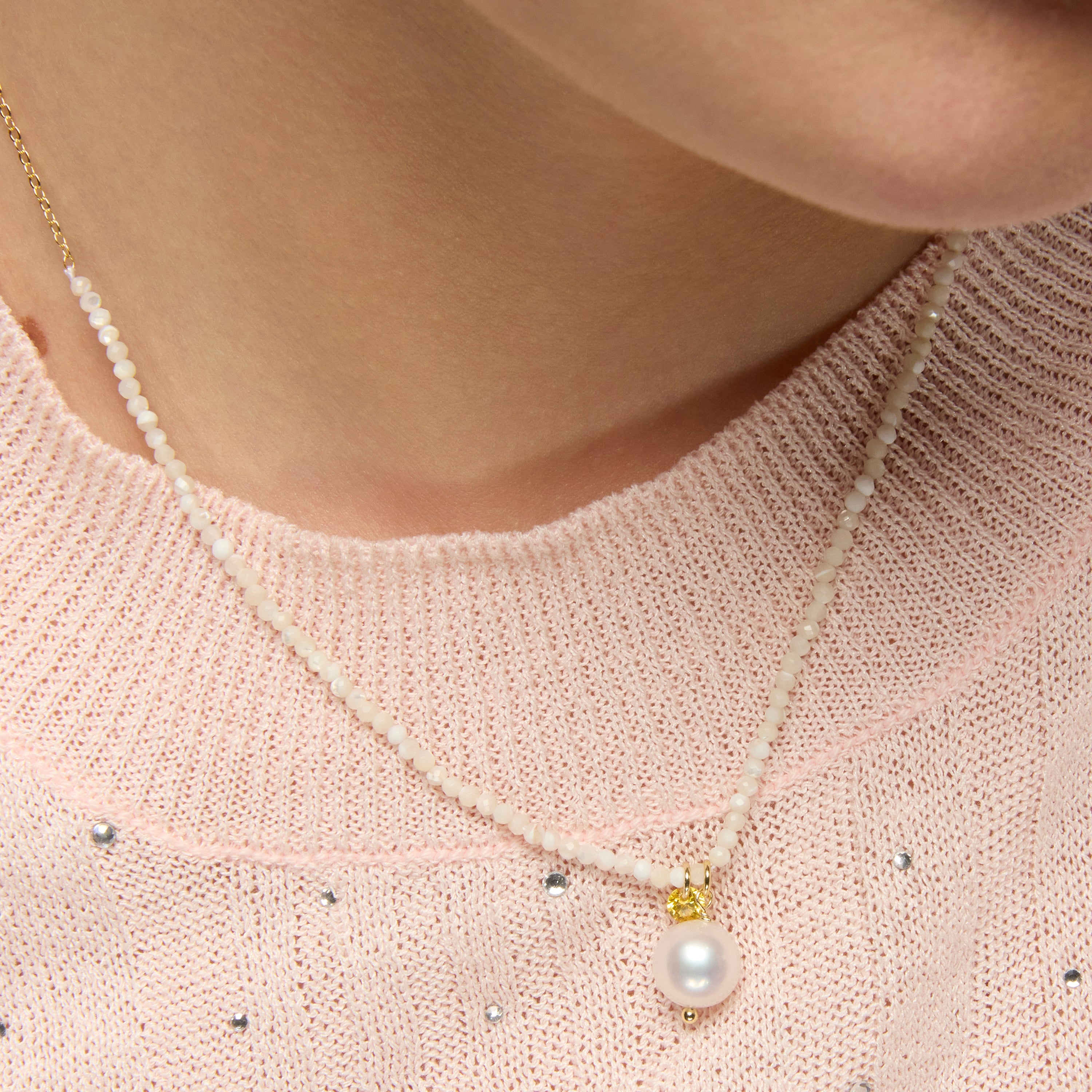 Colar de Prata 925 e Cristal Branco banhado a ouro amarelo 18k - Husu