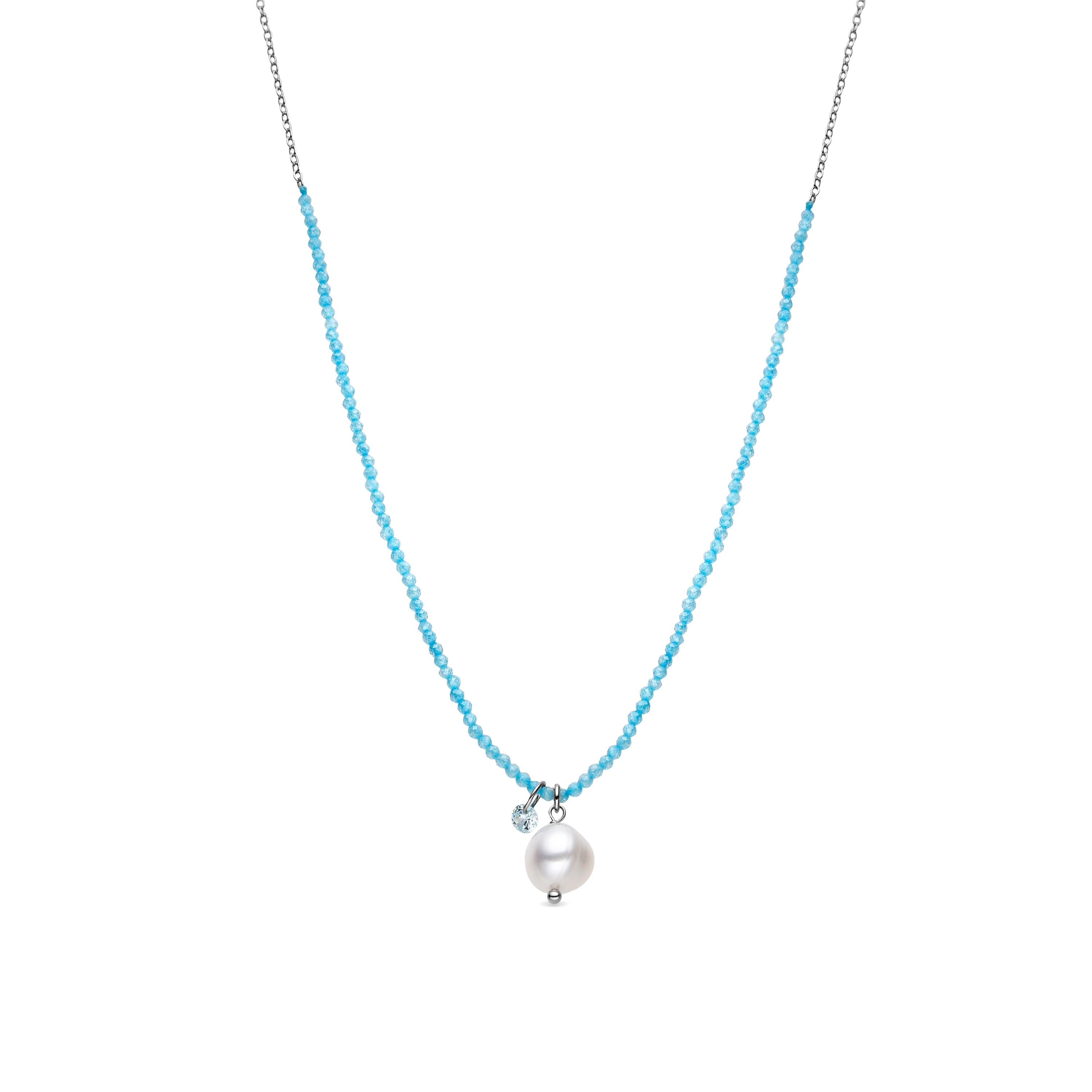 Colar de Prata 925 e Cristal Branco banhado a ouro amarelo 18k - Husu