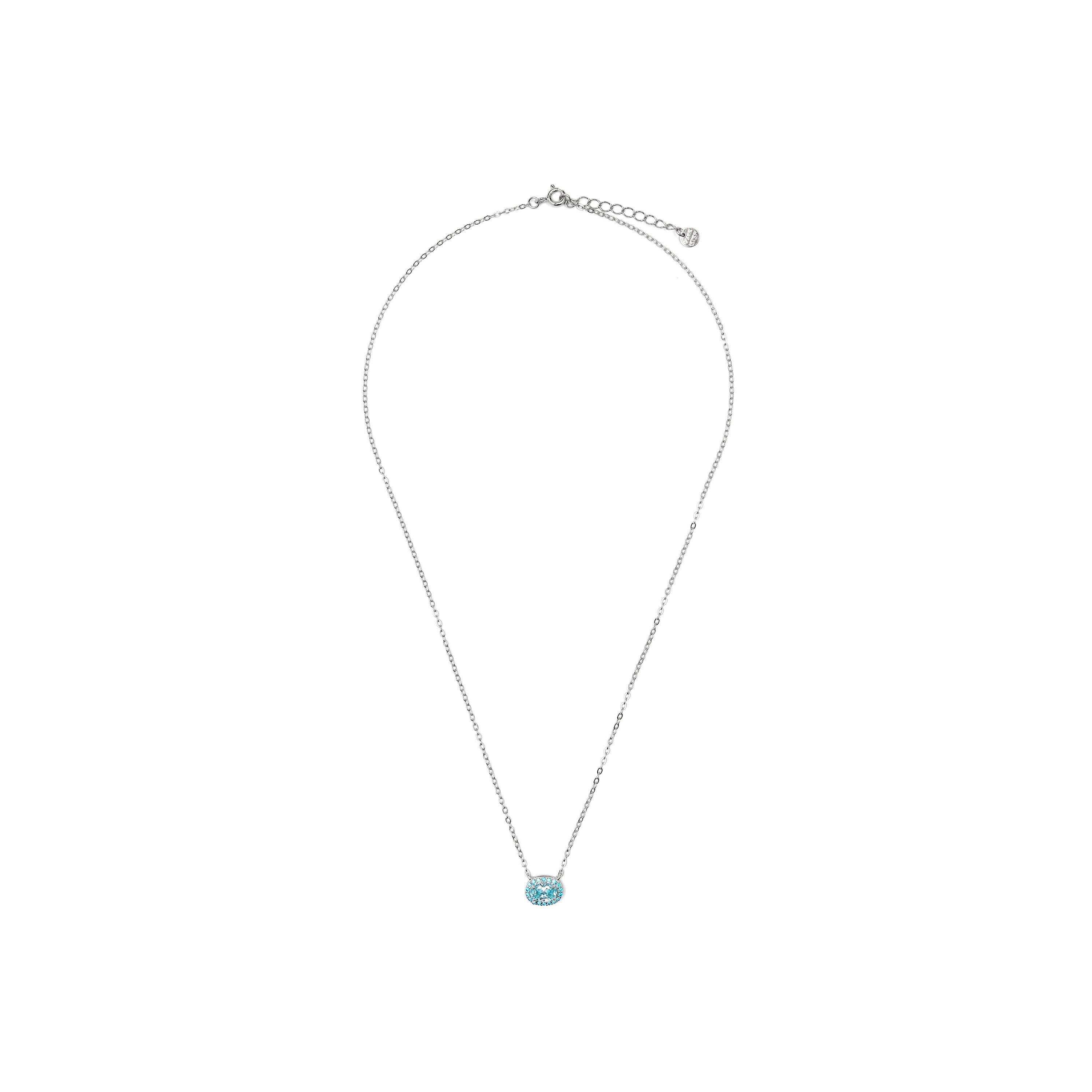 Collar de Plata de Ley 925 y Circonita Aguamarina acabado rodio - Unxo