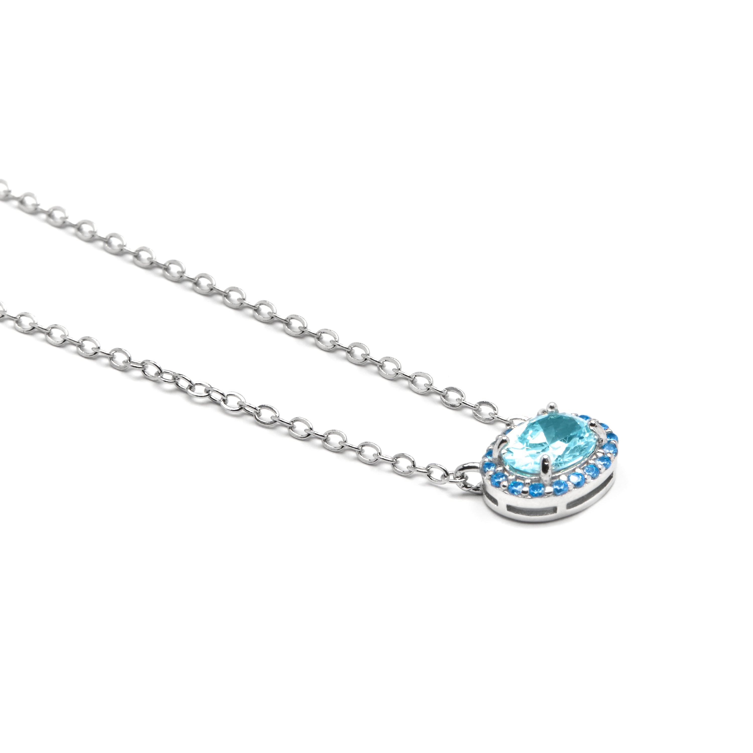 Collar de Plata de Ley 925 y Circonita Aguamarina acabado rodio - Unxo