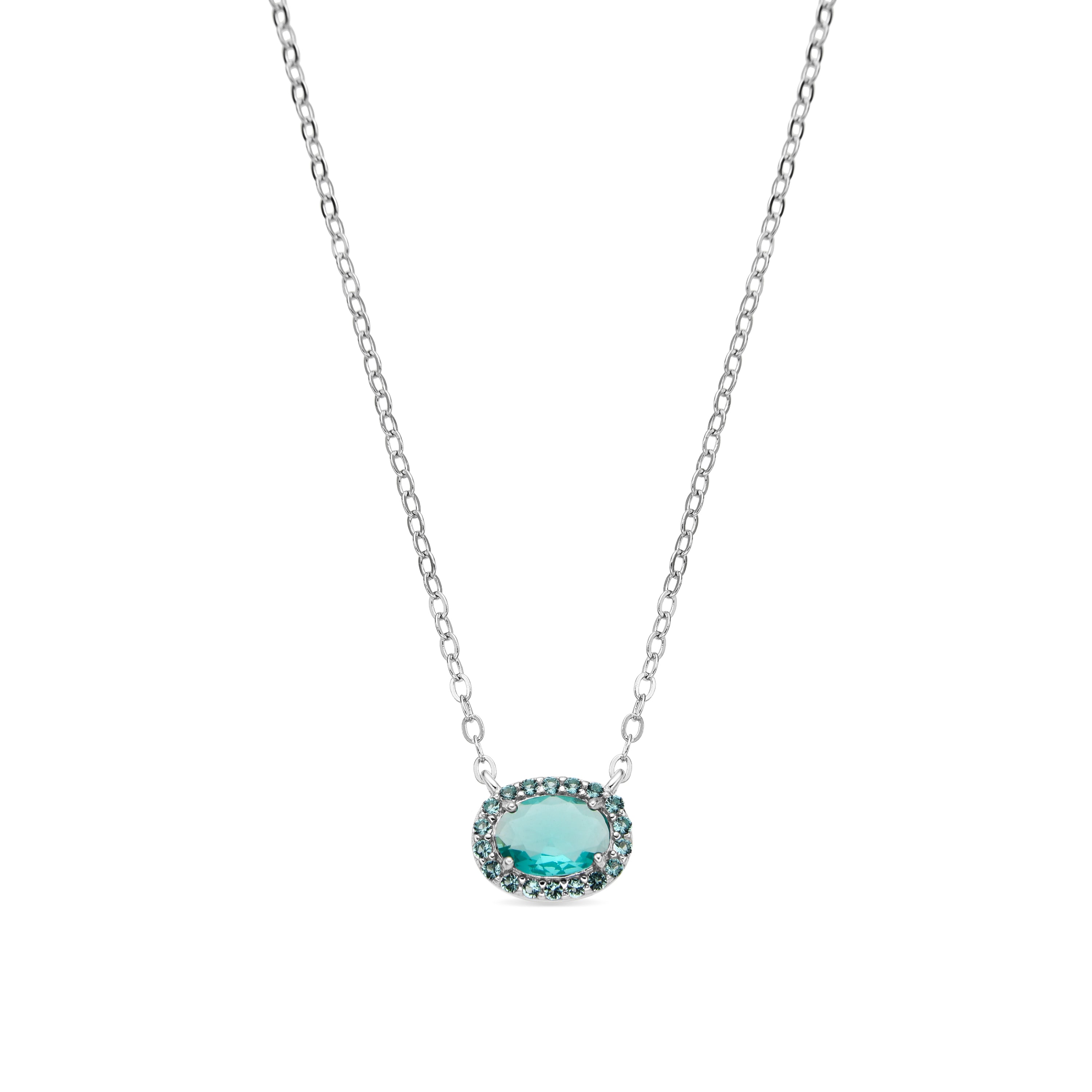 Collar de Plata de Ley 925 y Circonita Aguamarina acabado rodio - Unxo