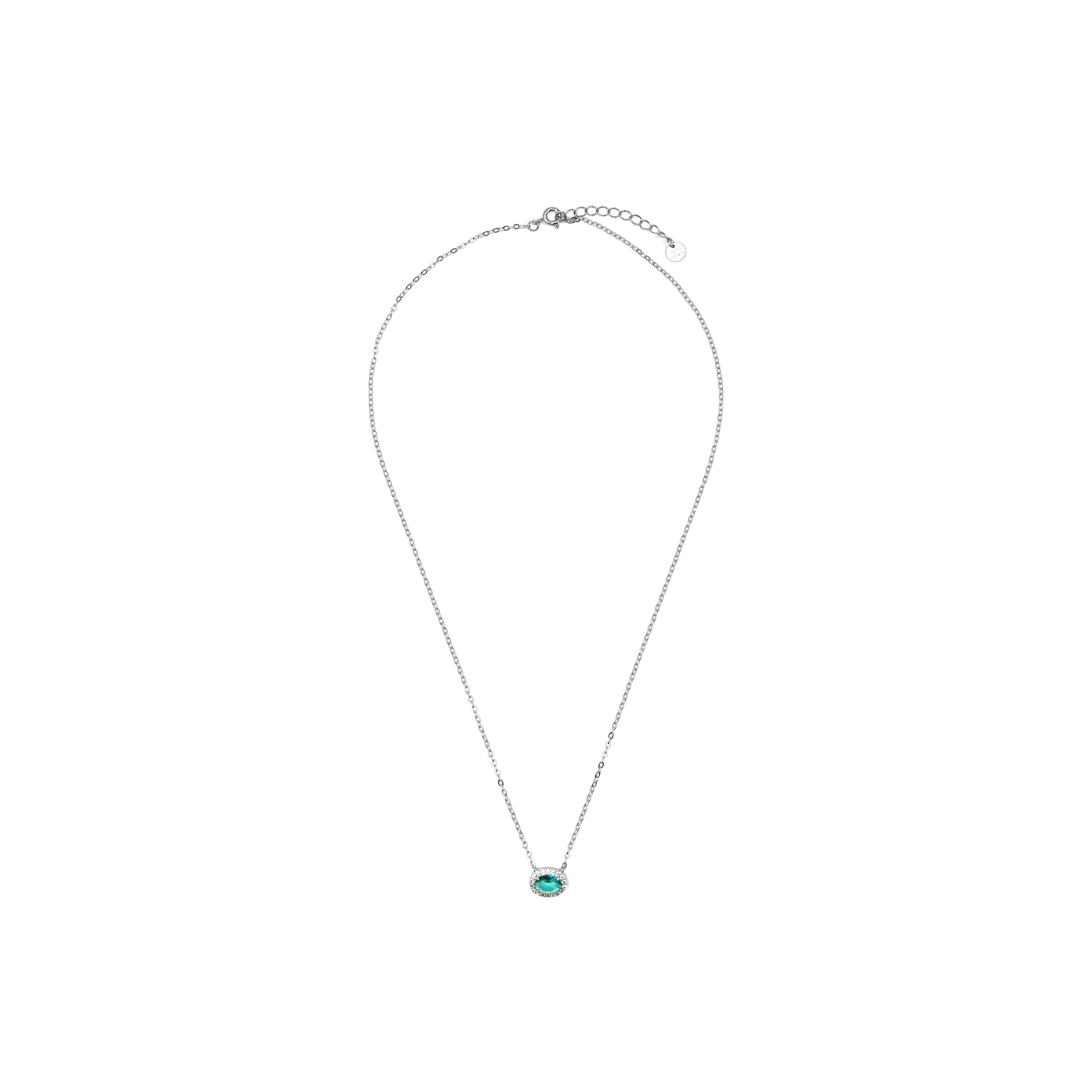 Collar de Plata de Ley 925 y Circonita Aguamarina acabado rodio - Unxo