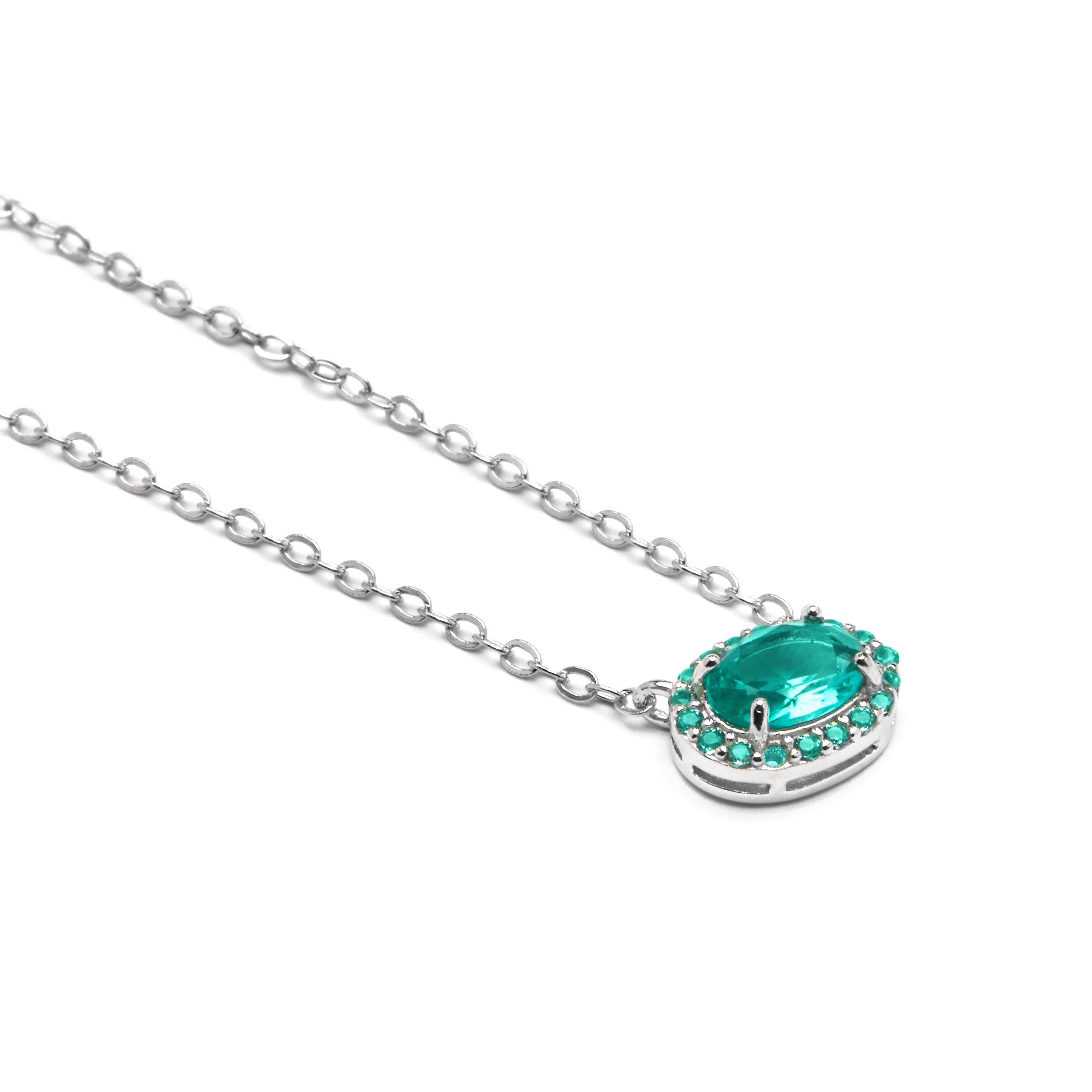 Collar de Plata de Ley 925 y Circonita Aguamarina acabado rodio - Unxo