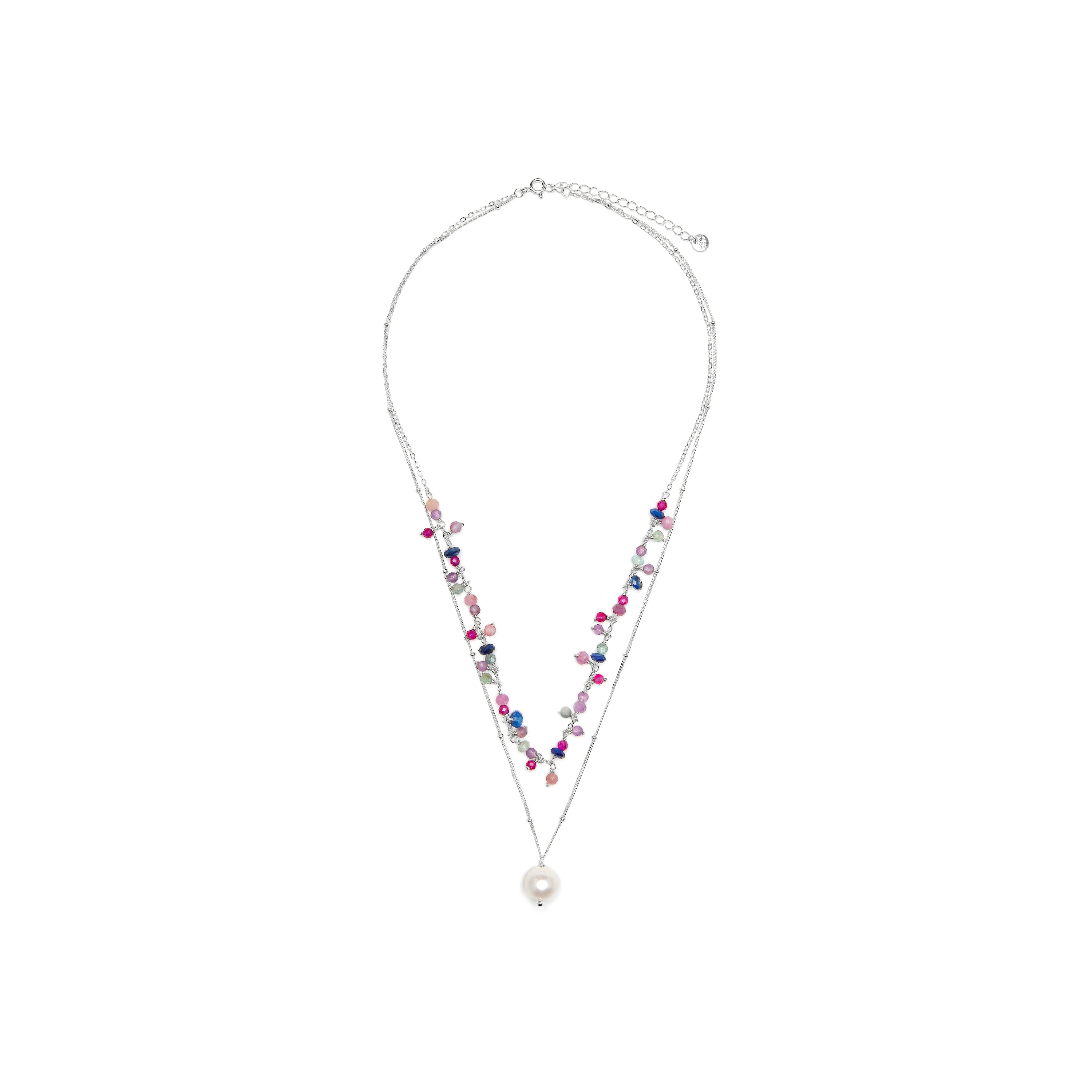 Collar de Plata de Ley 925 y Cristal Rosa acabado rodio - Colir
