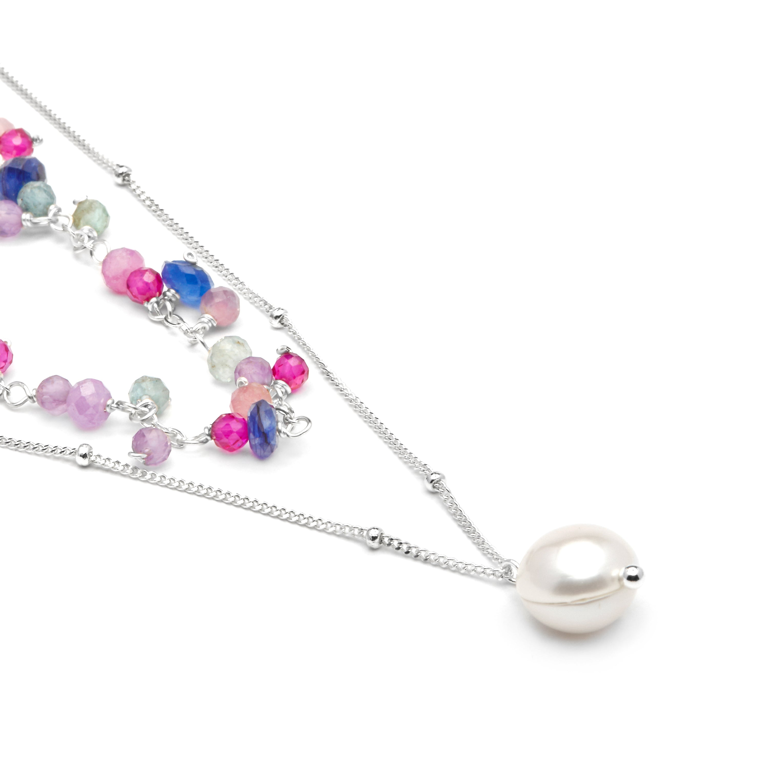 Collar de Plata de Ley 925 y Cristal Rosa acabado rodio - Colir
