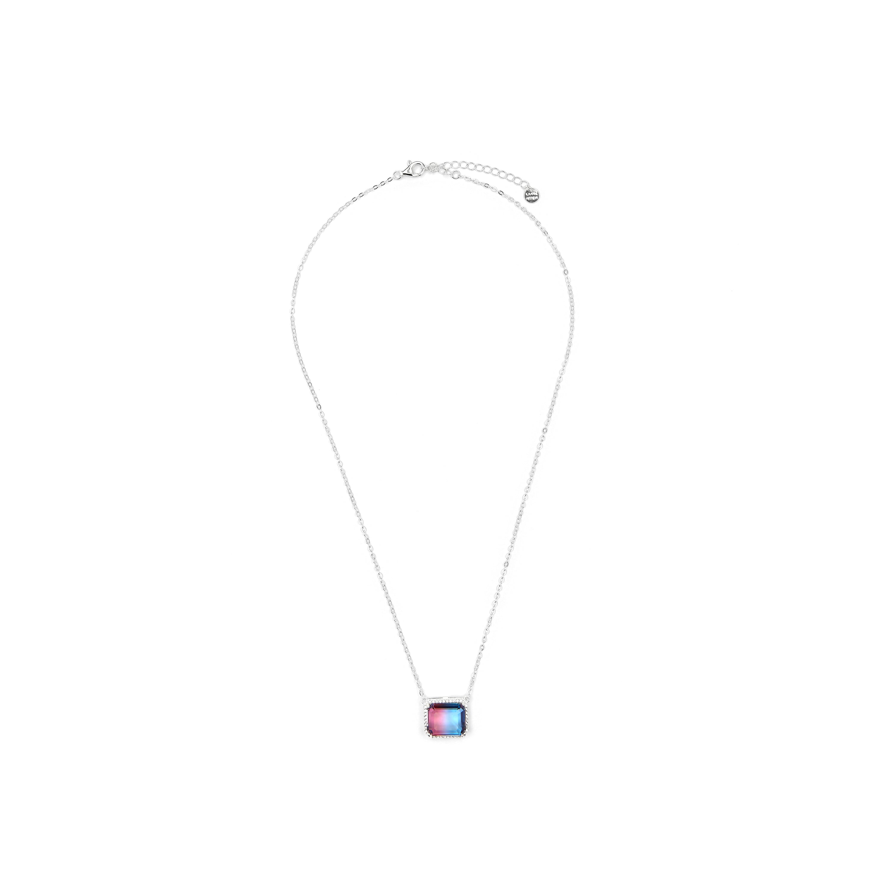 Collar de Plata de Ley 925 y Cuarzo Hidrotermal Azul Degradado acabado rodio - Kakan