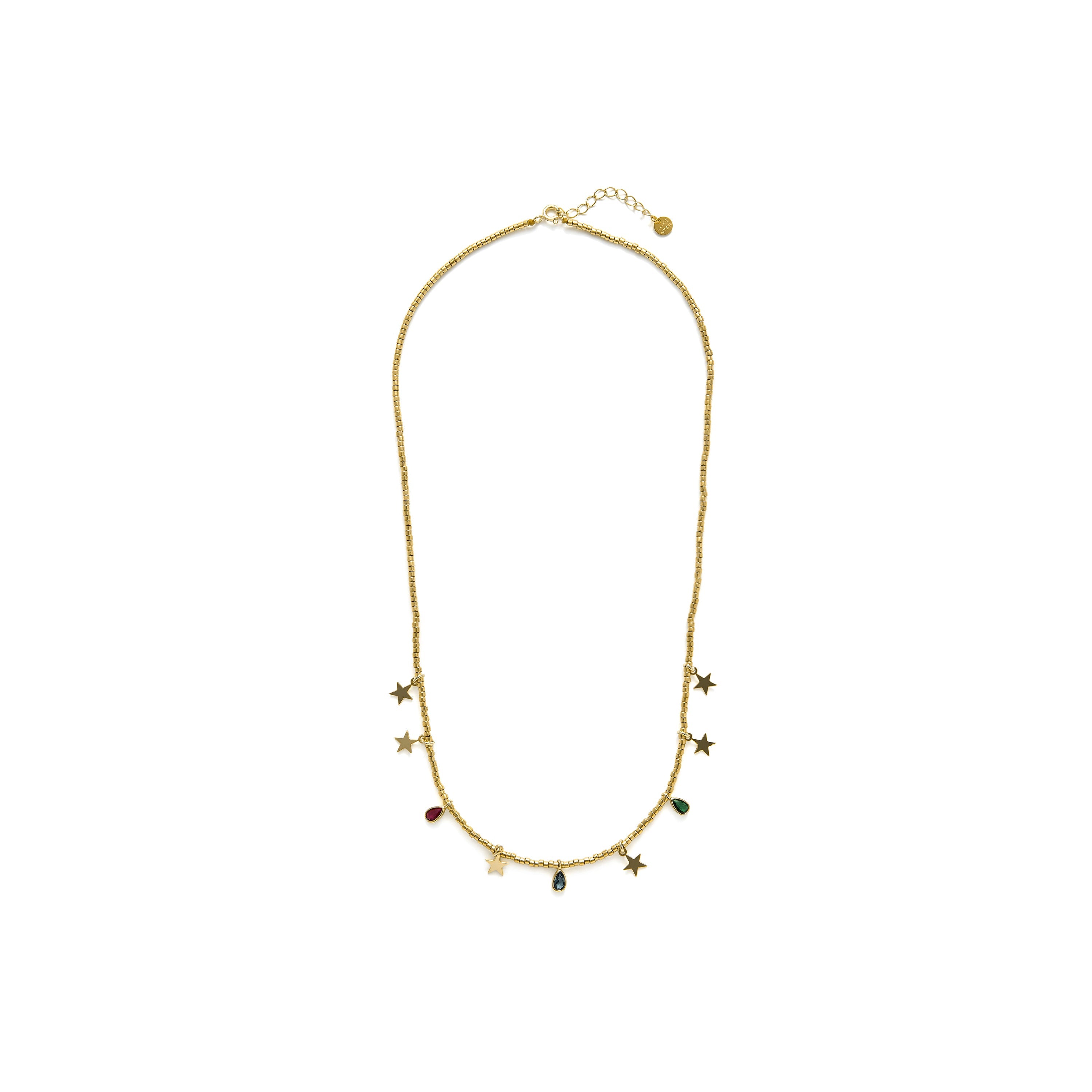 925 Sterling Silver and Multicolor Zirconia Necklace with 18k Yellow Gold Finish - Itza