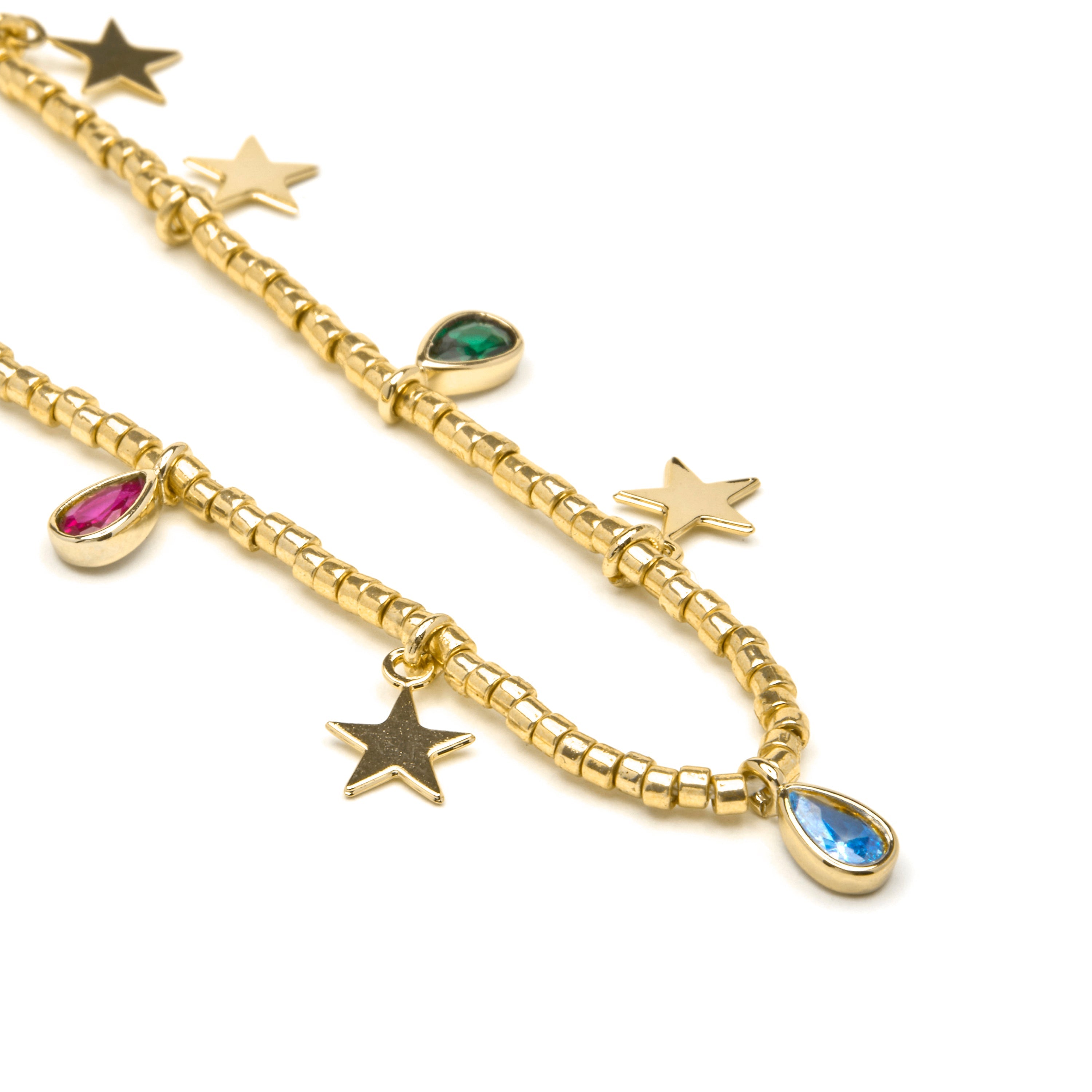 925 Sterling Silver and Multicolor Zirconia Necklace with 18k Yellow Gold Finish - Itza