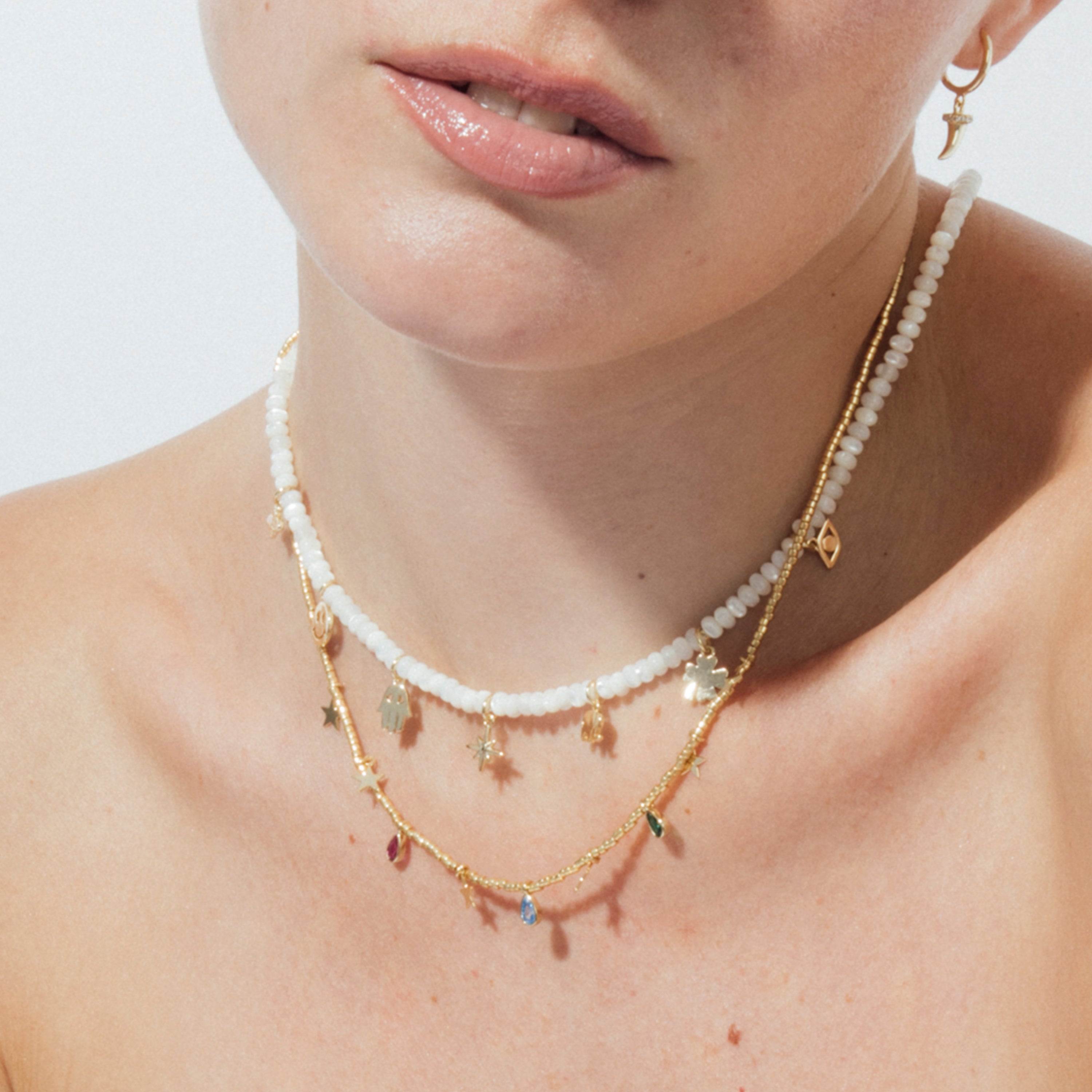 925 Sterling Silver and Multicolor Zirconia Necklace with 18k Yellow Gold Finish - Itza
