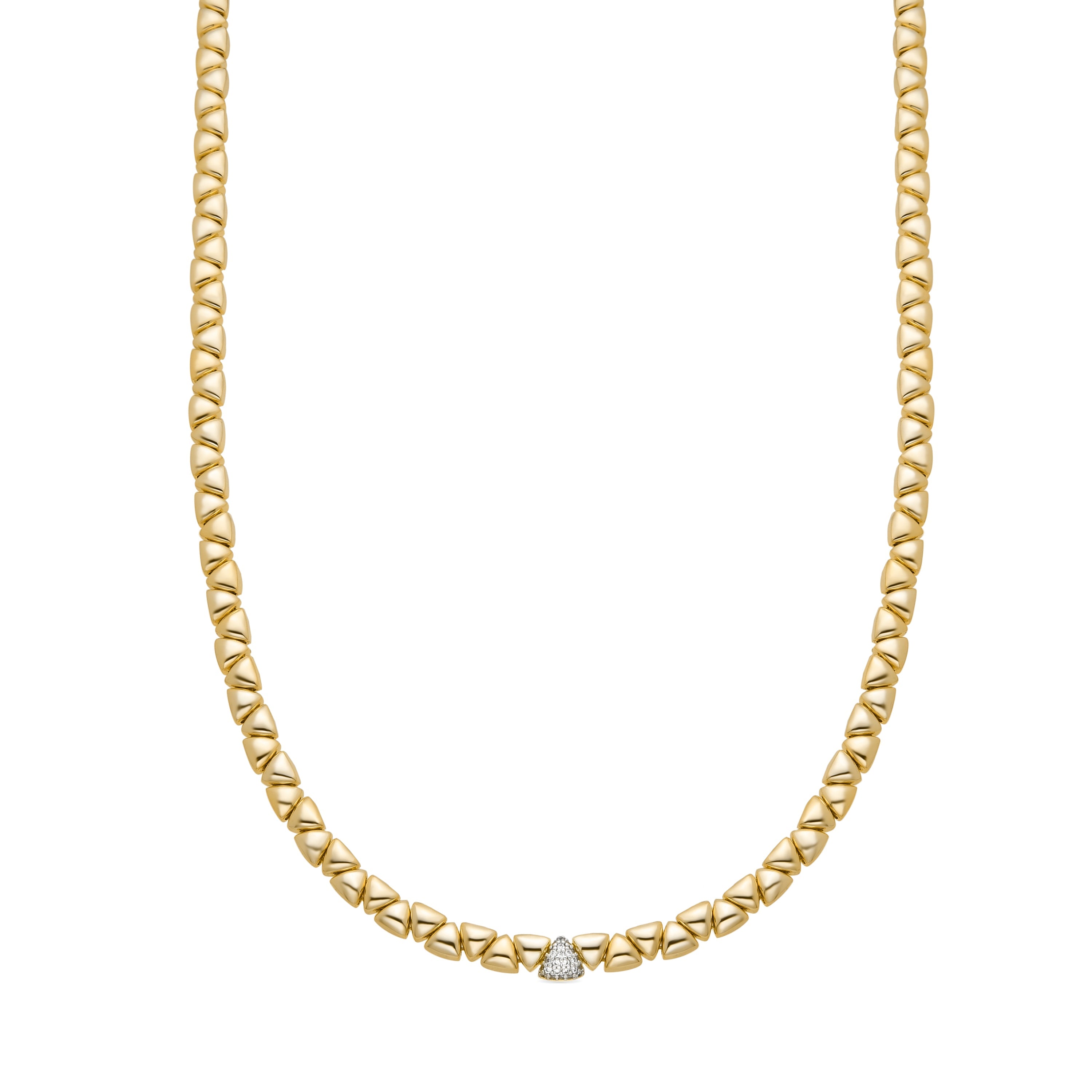 925 Sterling Silver and Brilliant Zirconia Necklace in 18k Yellow Gold Finish - Gaskel