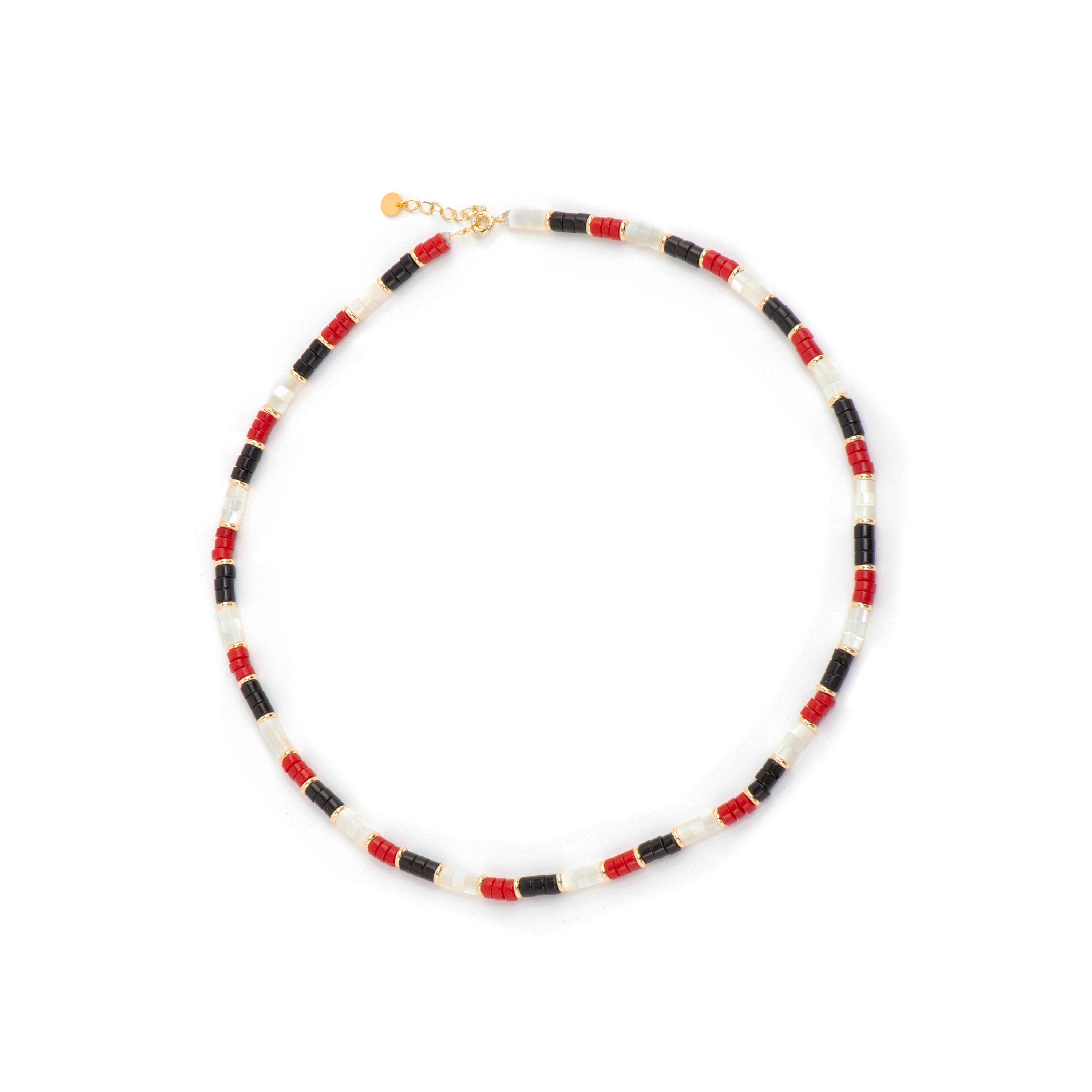 Colar de Prata 925 e Coral com acabamento em ouro amarelo 18k - Siraba