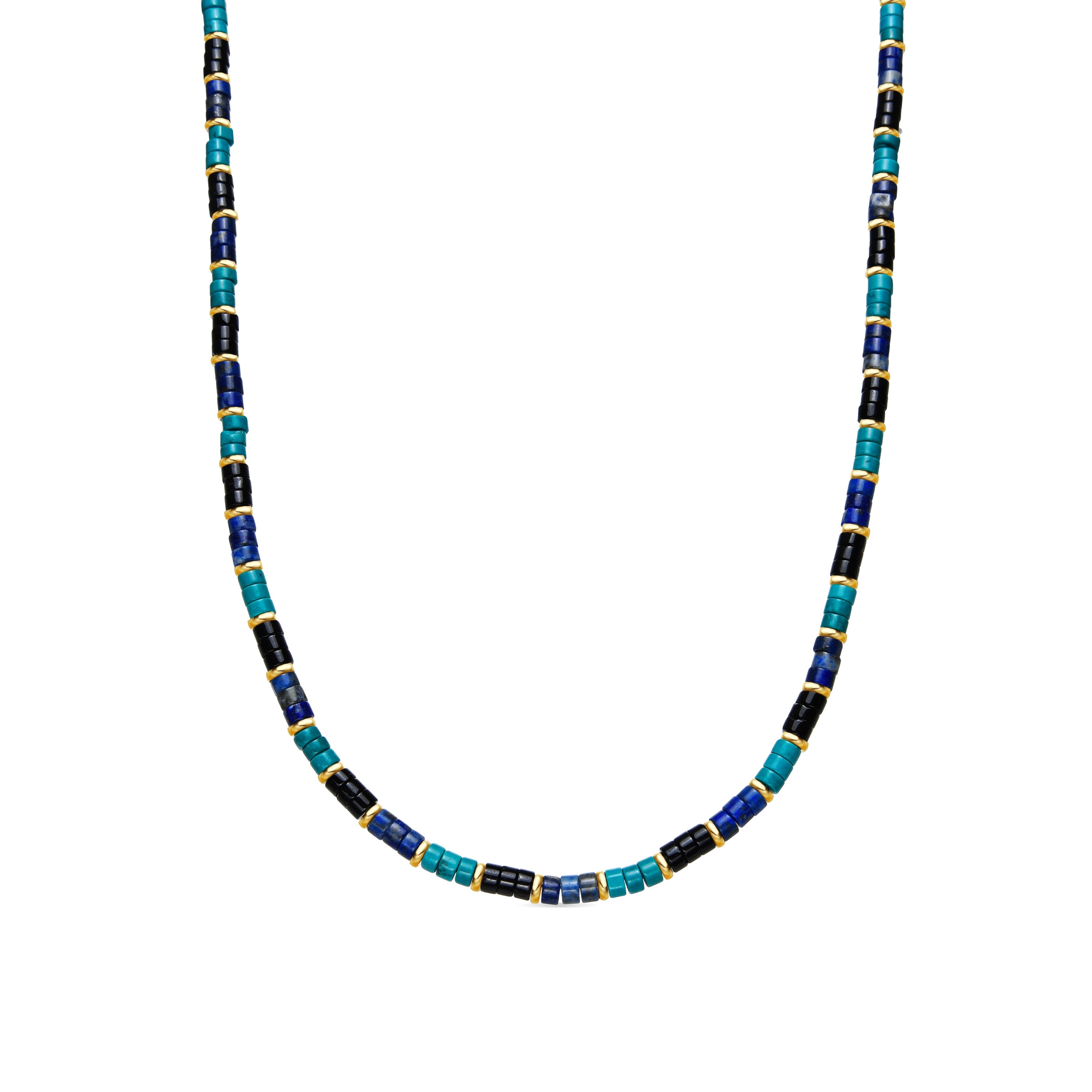 925 Sterling Silver and Turquoise Necklace with 18k Yellow Gold Finish - Bathim