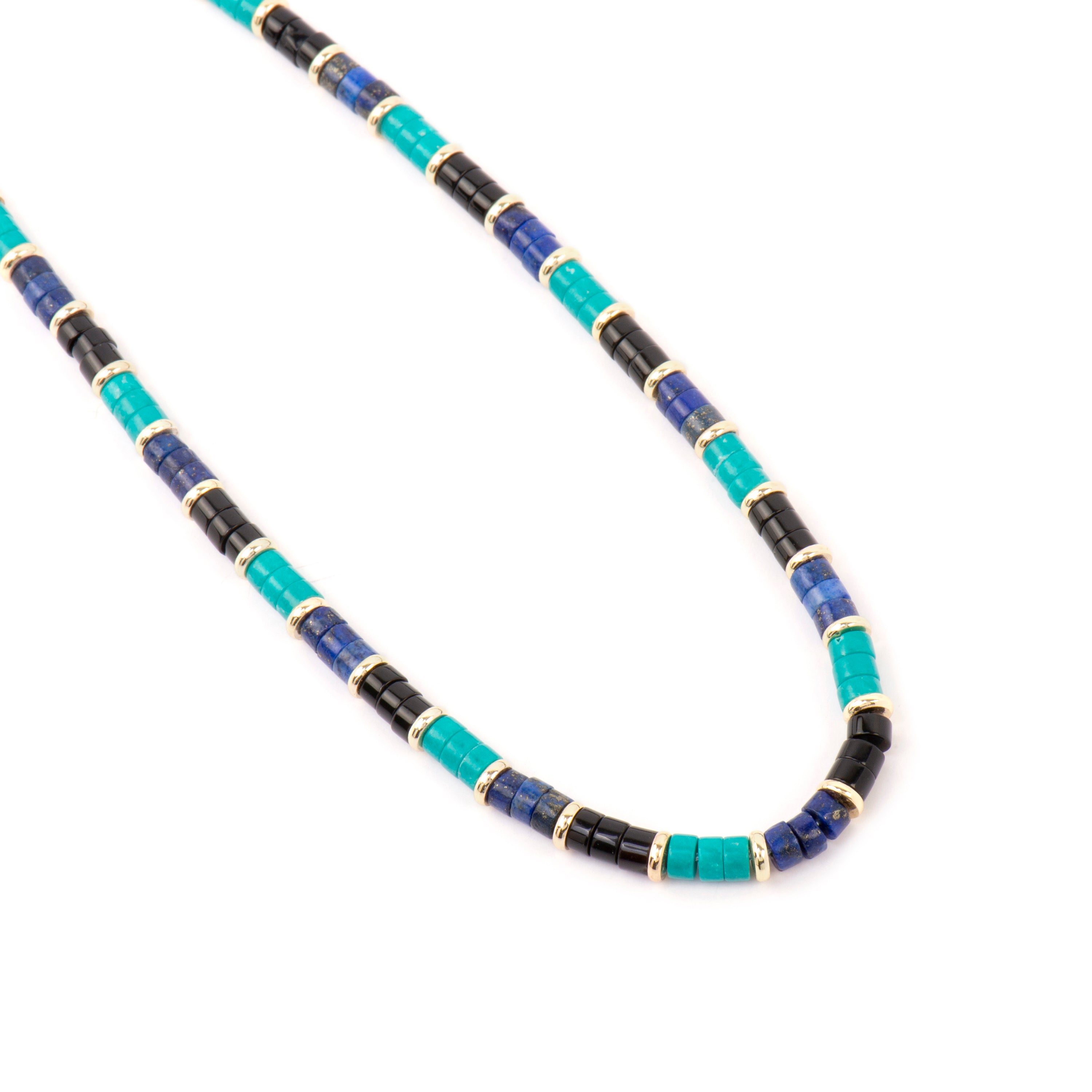 Collar de Plata de Ley 925 y Turquesa acabado oro amarillo de 18k - Bathim