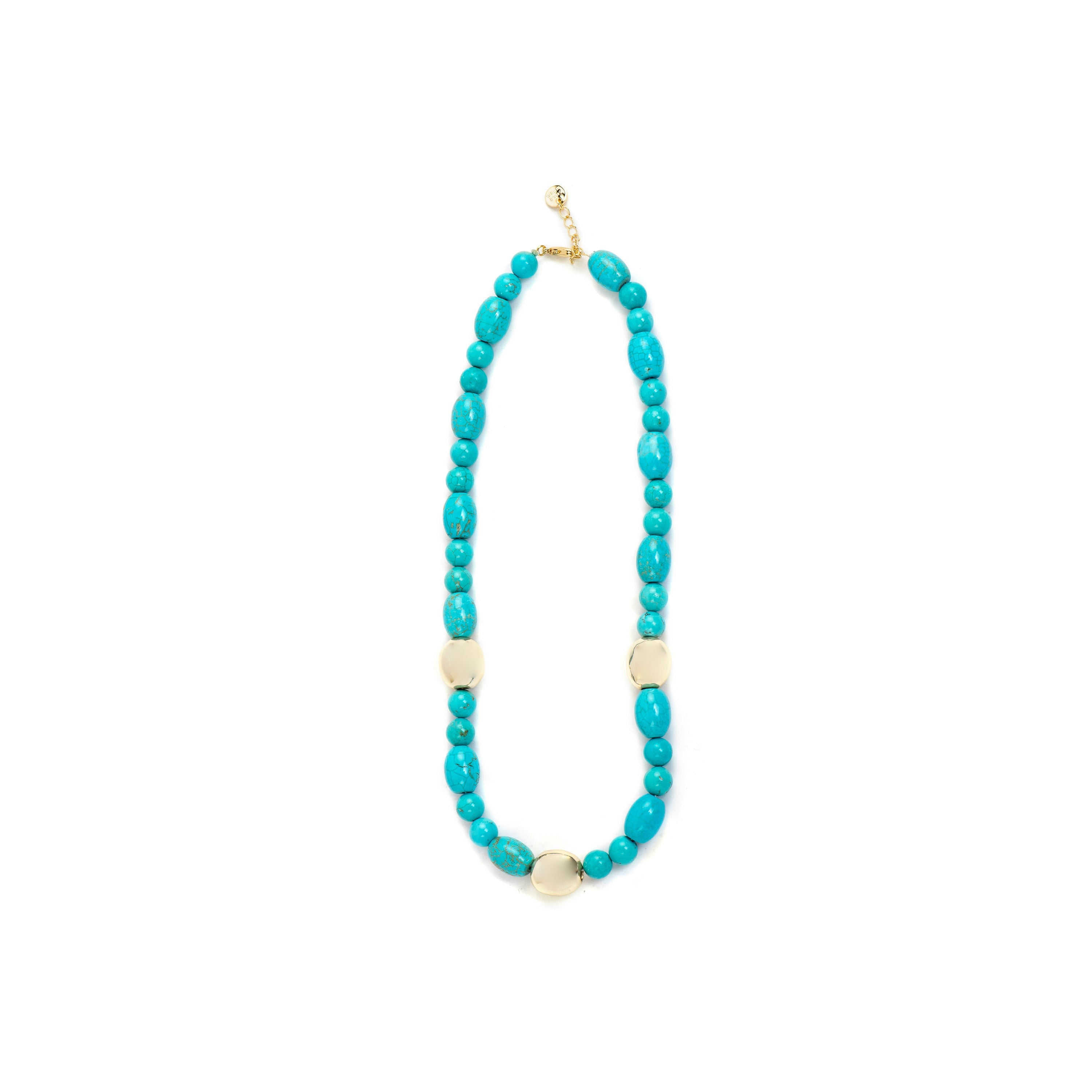 Shyra 925 Sterling Silver and Turquoise Necklace with 18k Yellow Gold Finish
