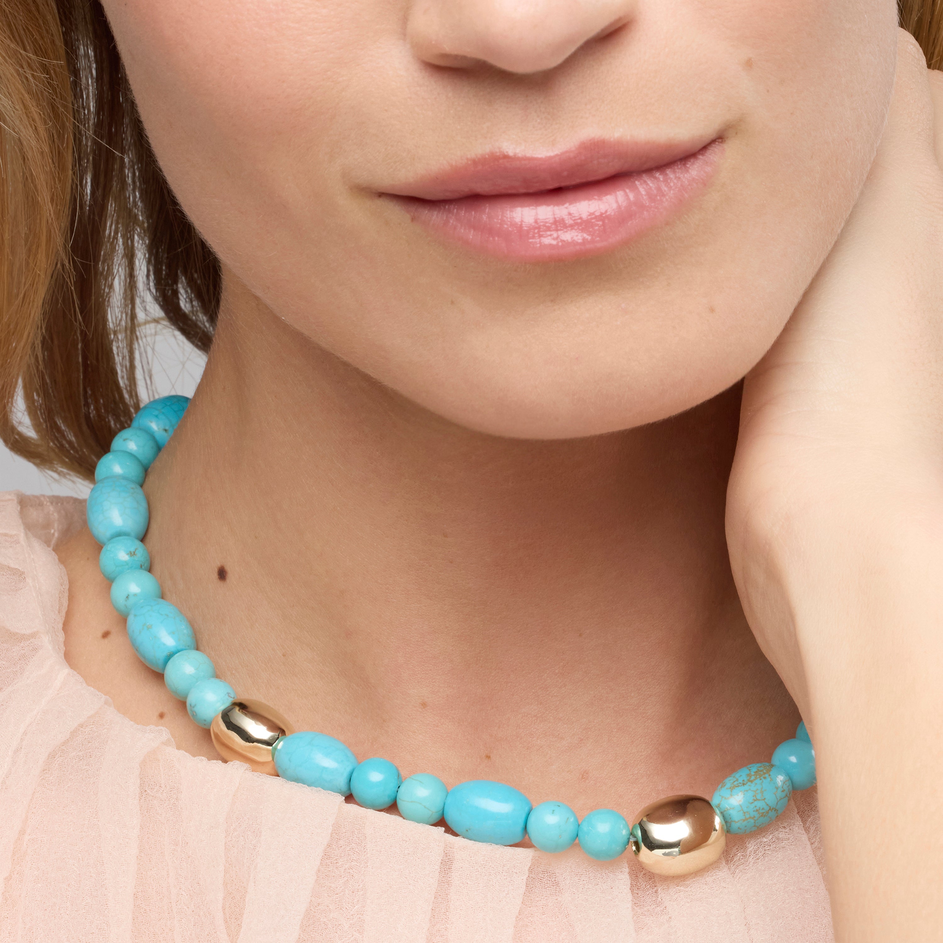 Shyra 925 Sterling Silver and Turquoise Necklace with 18k Yellow Gold Finish