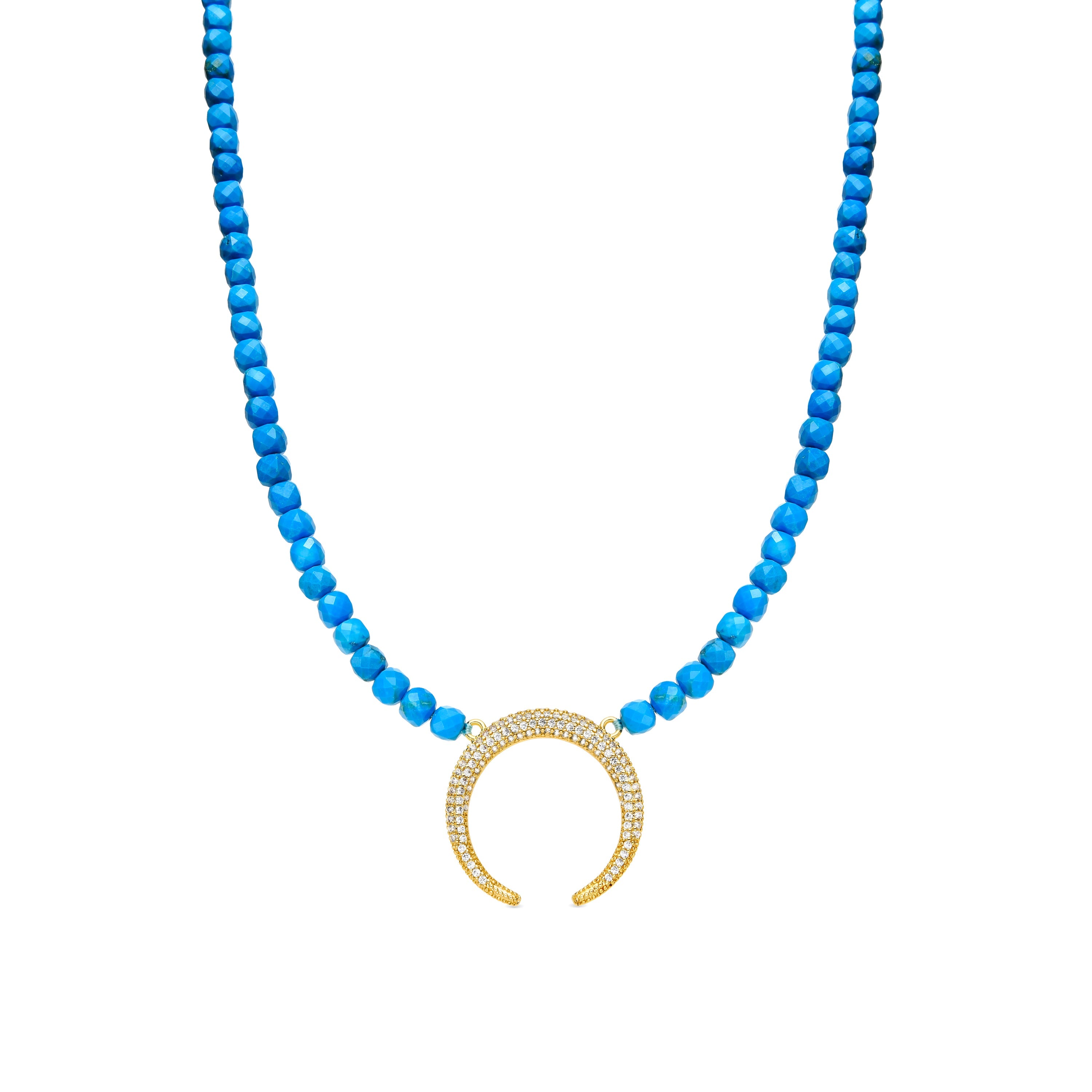 925 Sterling Silver and Turquoise Necklace with 18k Yellow Gold Finish - Wasa