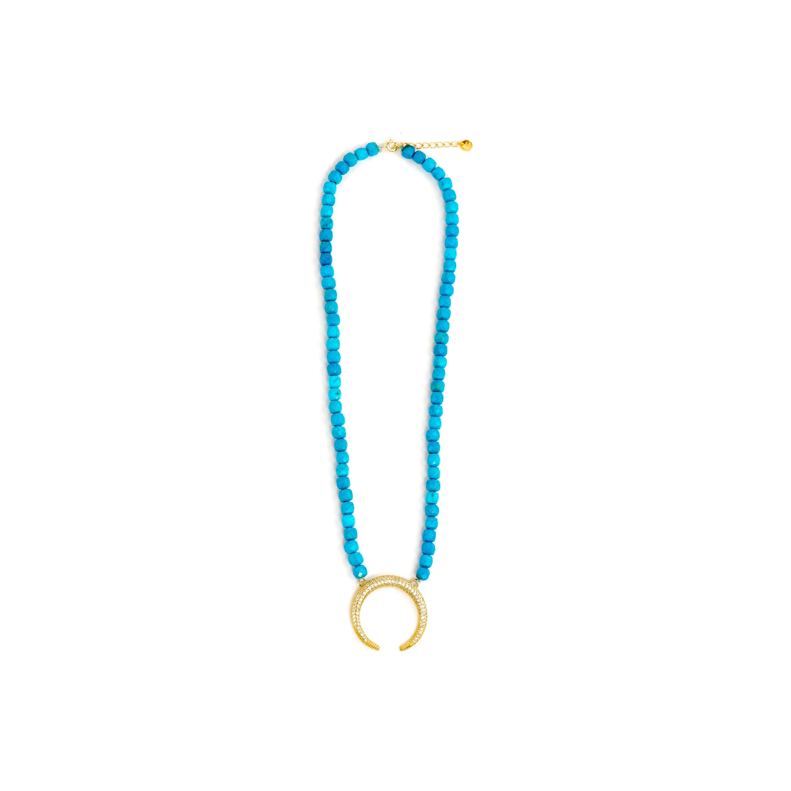 Collar de Plata de Ley 925 y Turquesa acabado oro amarillo de 18k - Wasa