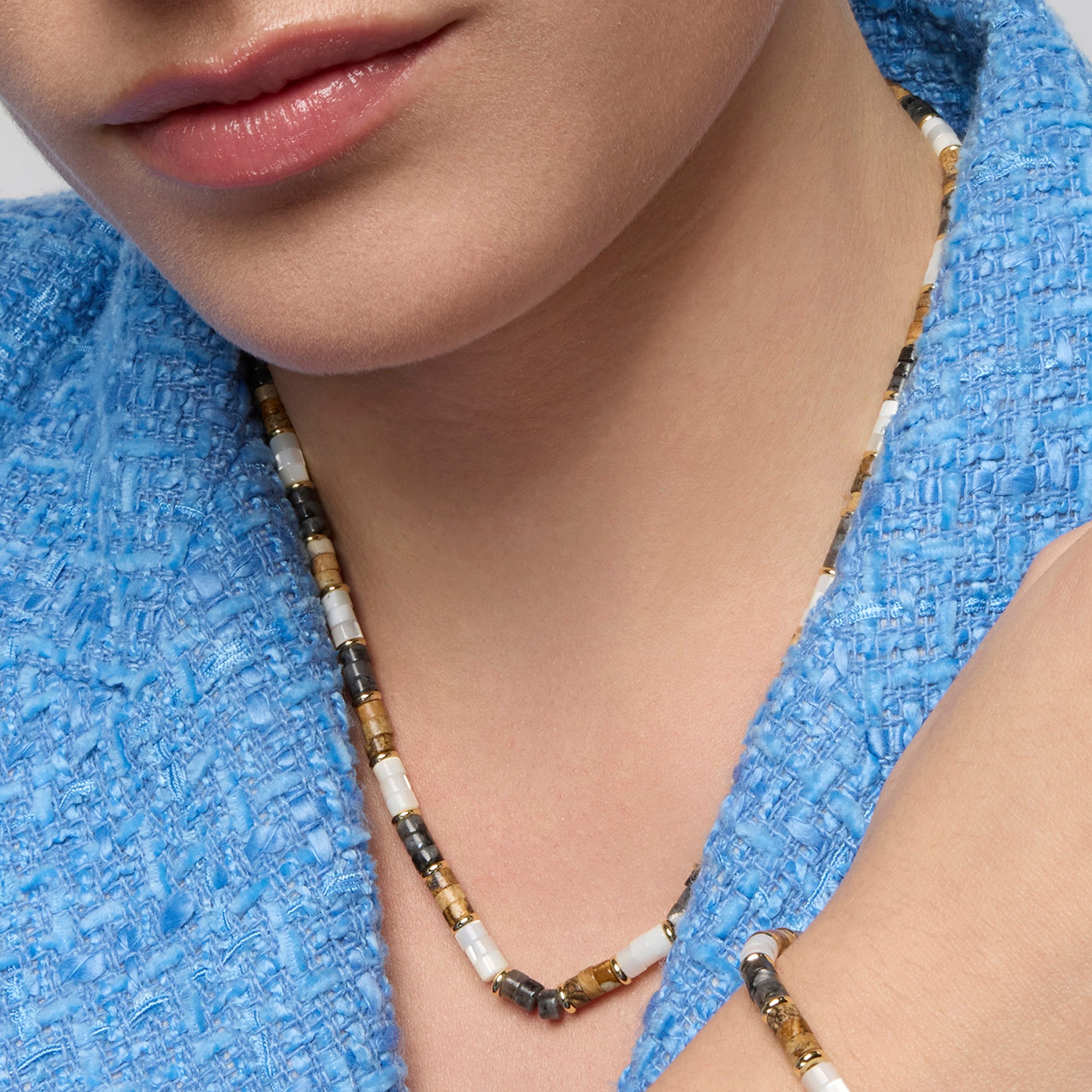 925 Sterling Silver and Tiger's Eye Necklace with 18k Yellow Gold Finish - Fale
