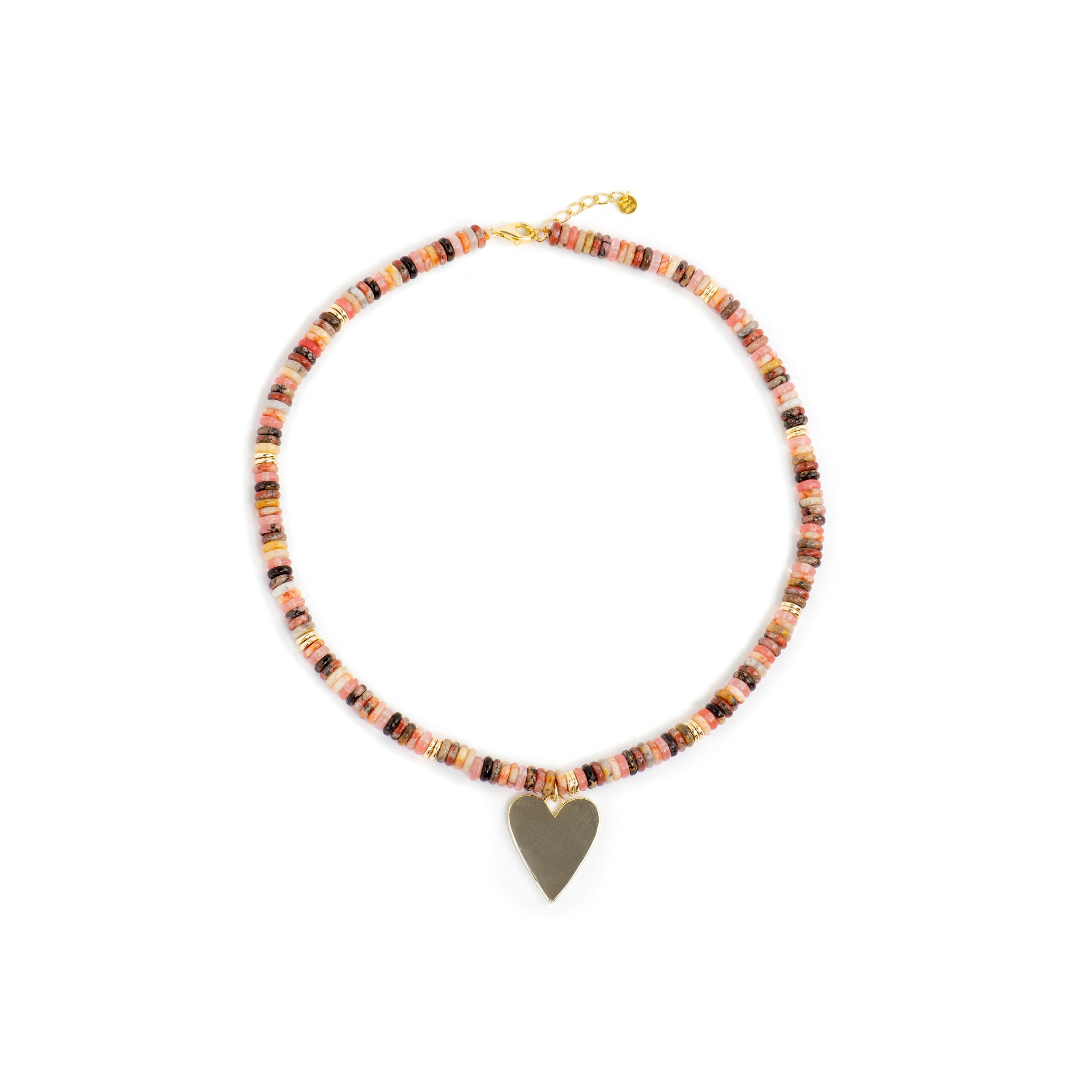 Collar de Plata de Ley 925 y Agata Multicolor acabado oro amarillo de 18k Umex