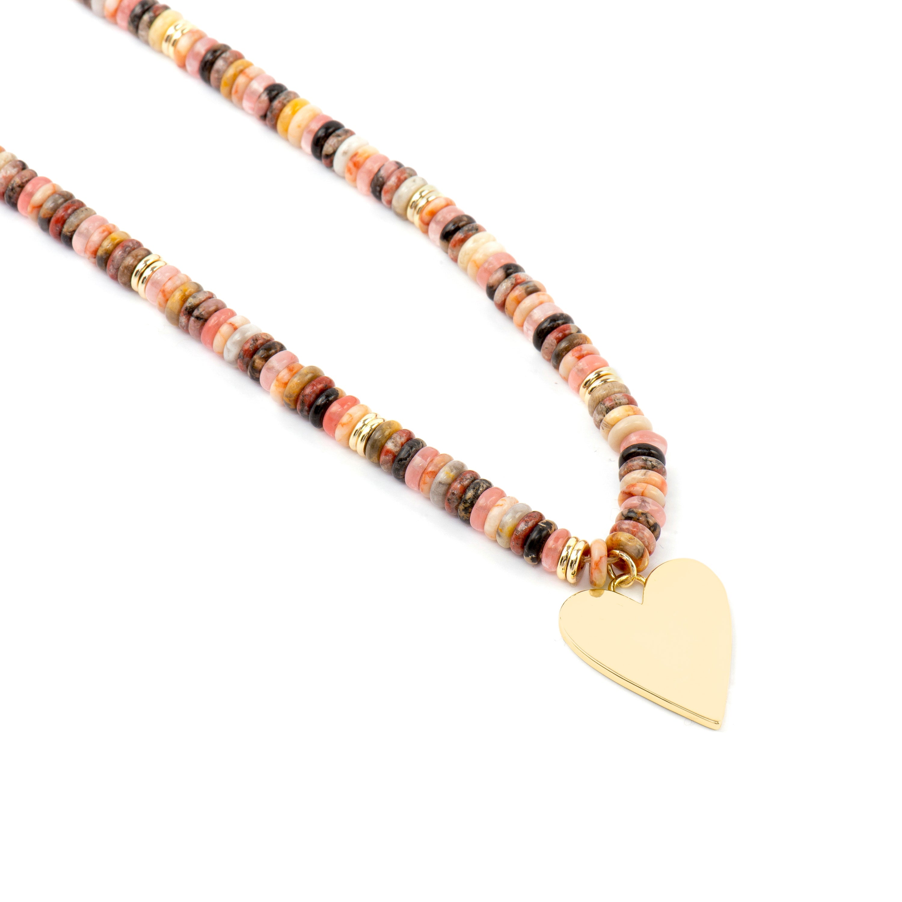 Collar de Plata de Ley 925 y Agata Multicolor acabado oro amarillo de 18k Umex