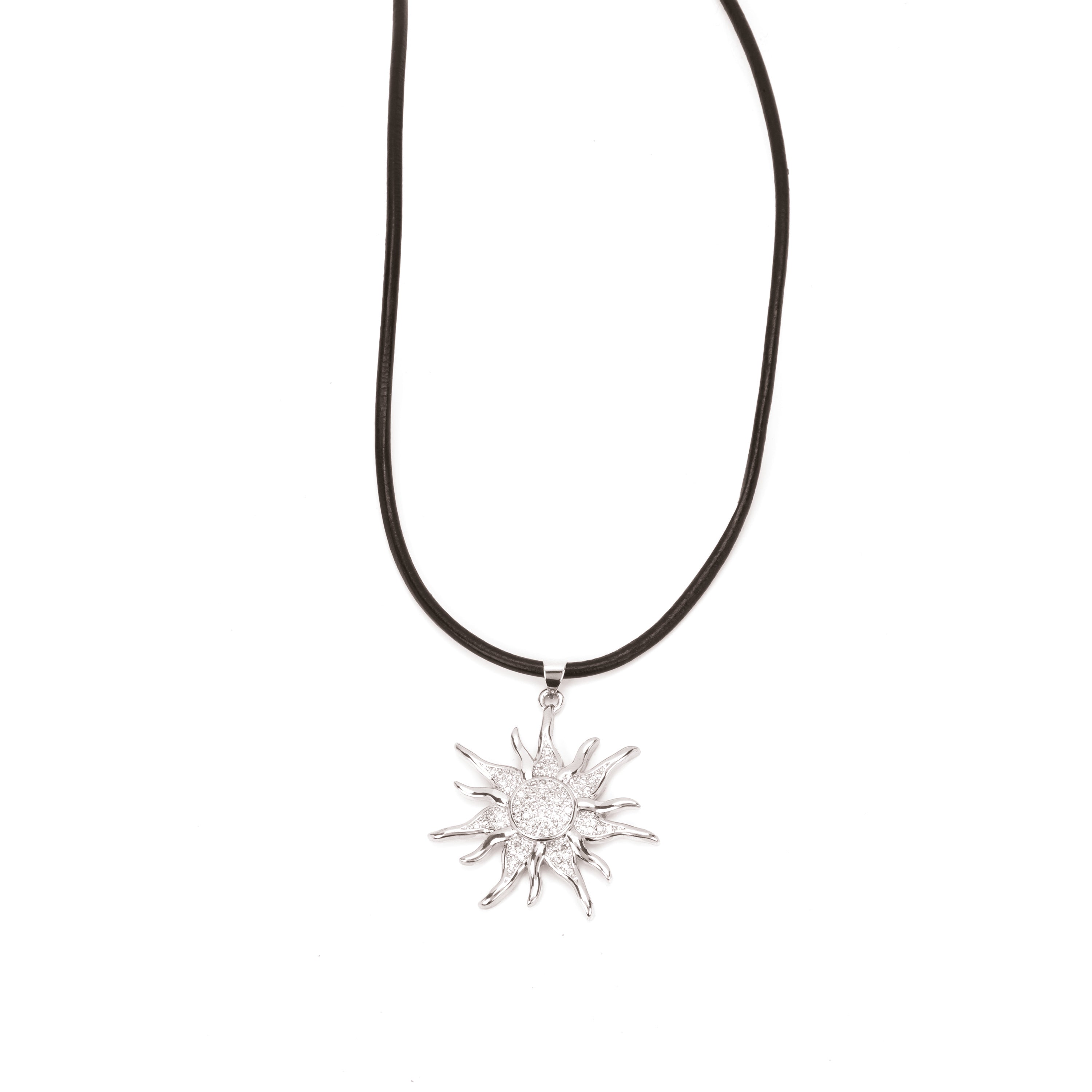 925 Sterling Silver and Brilliant Zirconia Necklace with Rhodium Finish - Erover