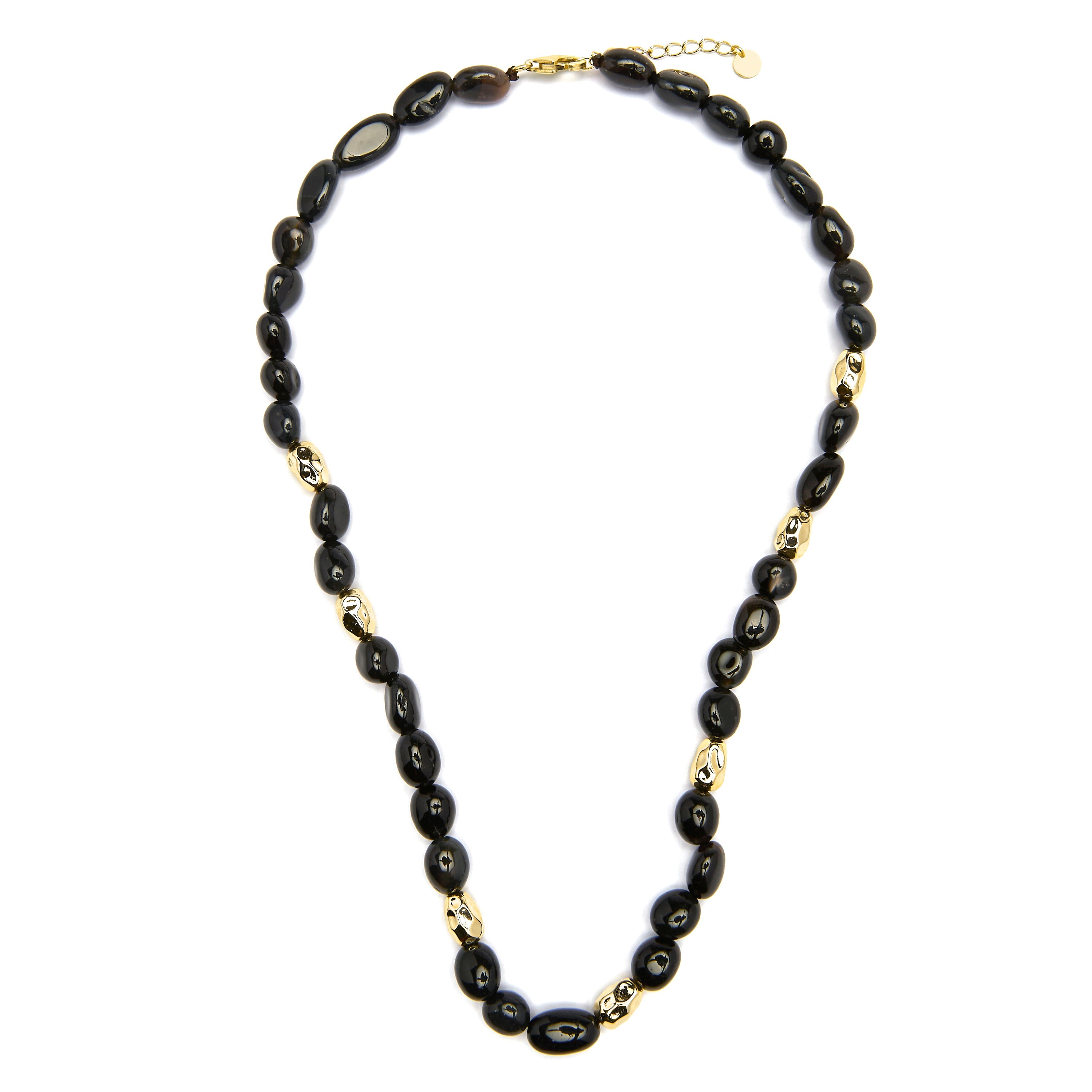 Collar de Plata de Ley 925 y Agata Negra acabado oro amarillo de 18k - Melga