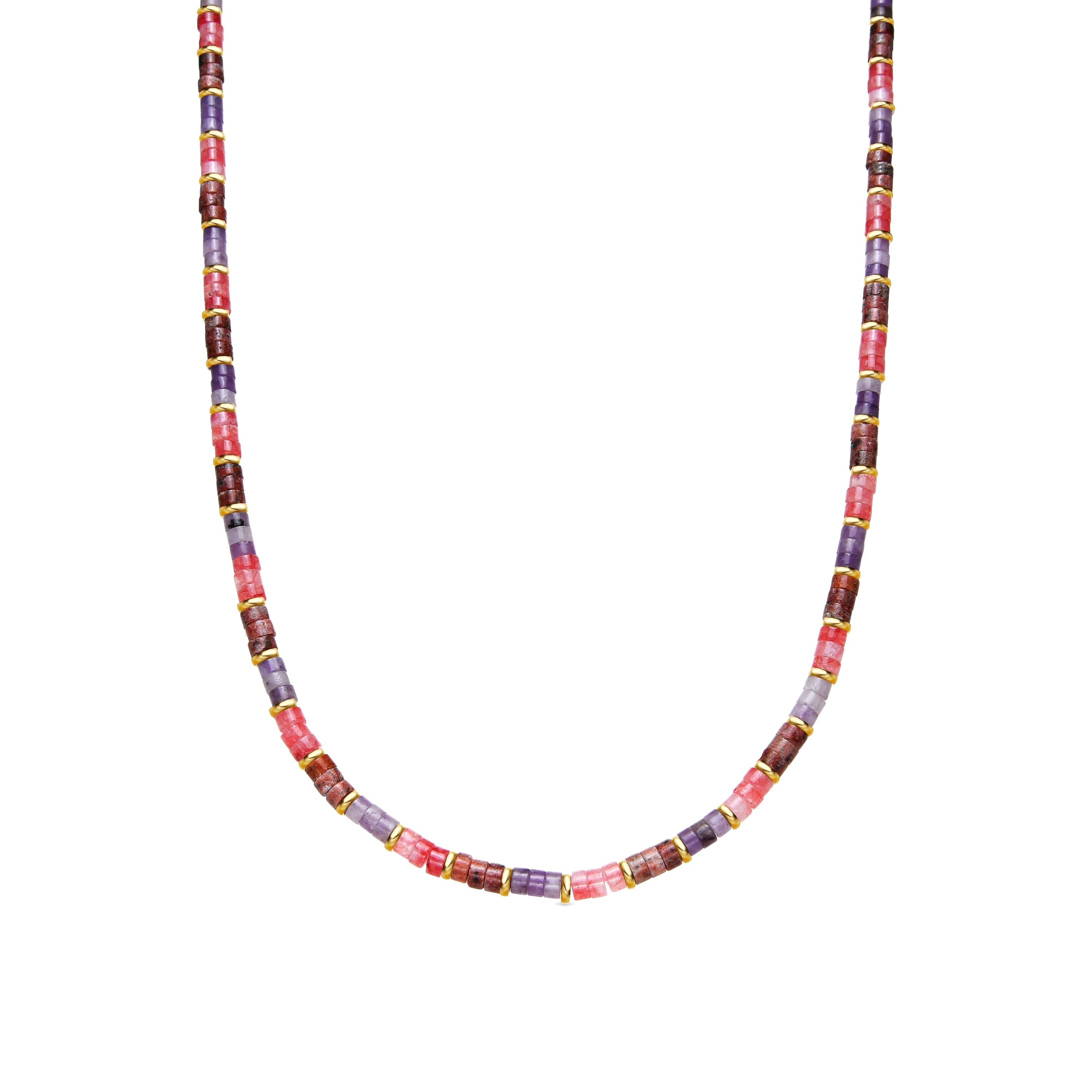 925 Sterling Silver and Natural Amethyst Necklace, 18k Yellow Gold Finish - Abolg