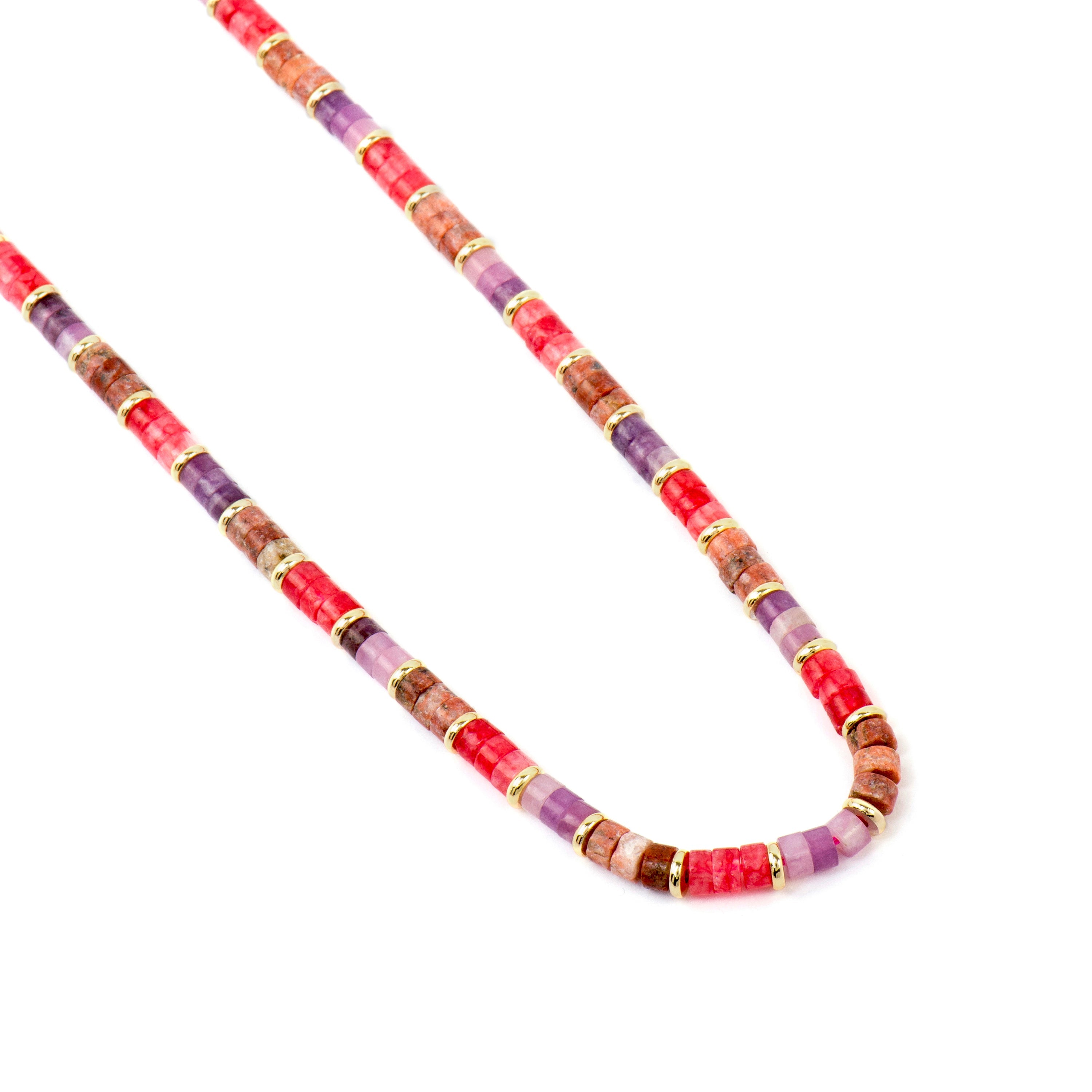 925 Sterling Silver and Natural Amethyst Necklace, 18k Yellow Gold Finish - Abolg