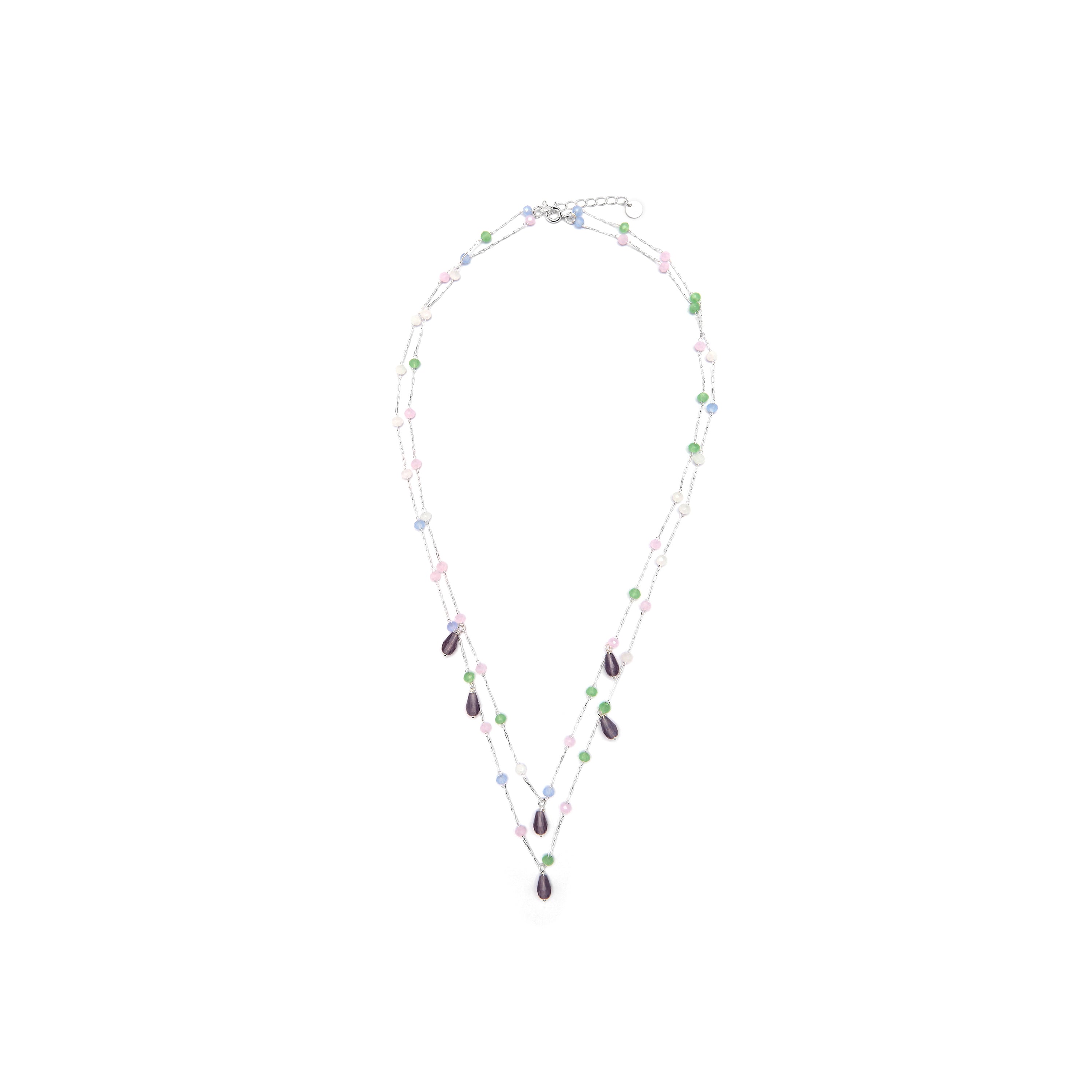 925 Sterling Silver and Multicolor Hydrothermal Quartz Necklace with Rhodium Finish - Tanax