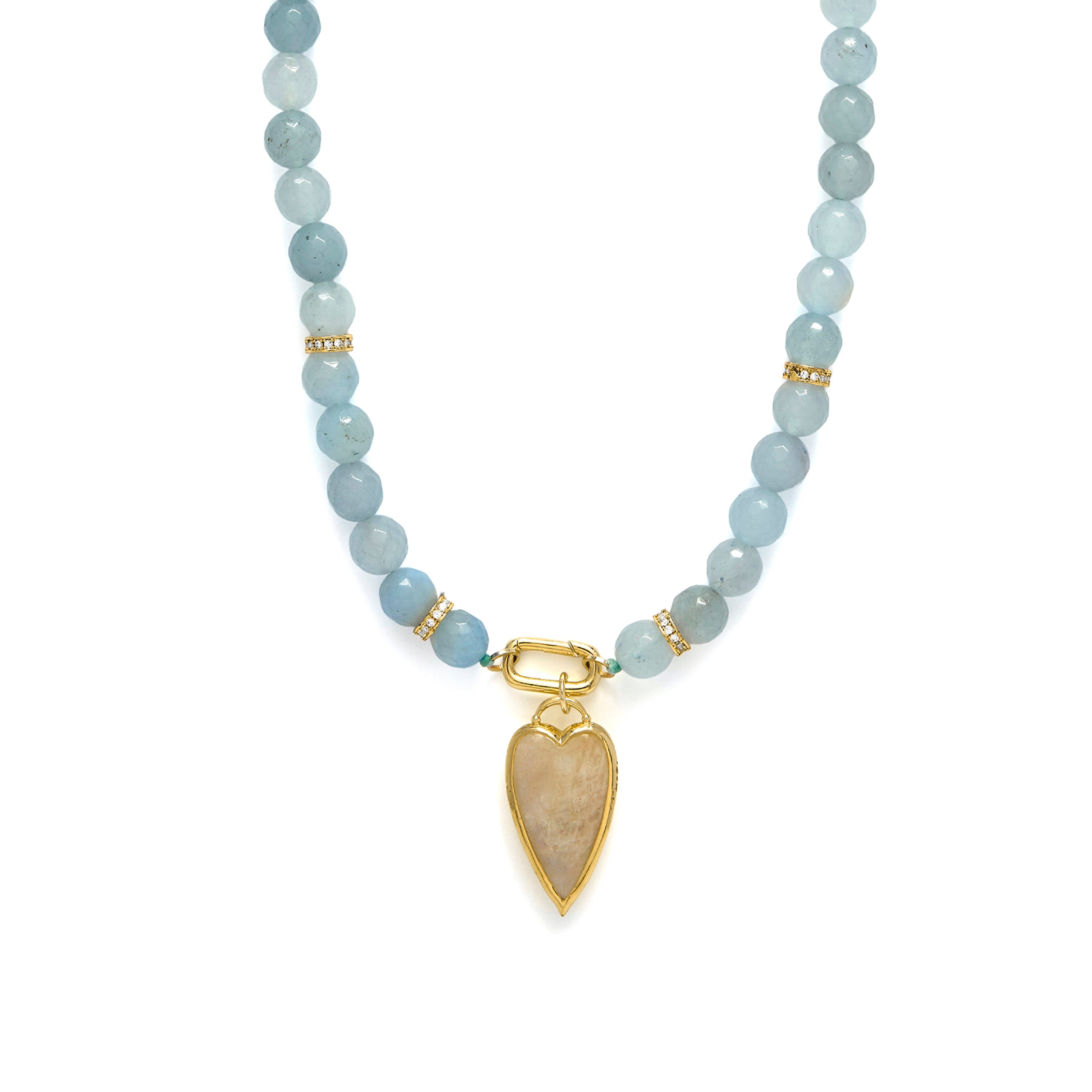 Sterling Silver 925 and Blue Jade Necklace with 18k Yellow Gold Finish - Zaty