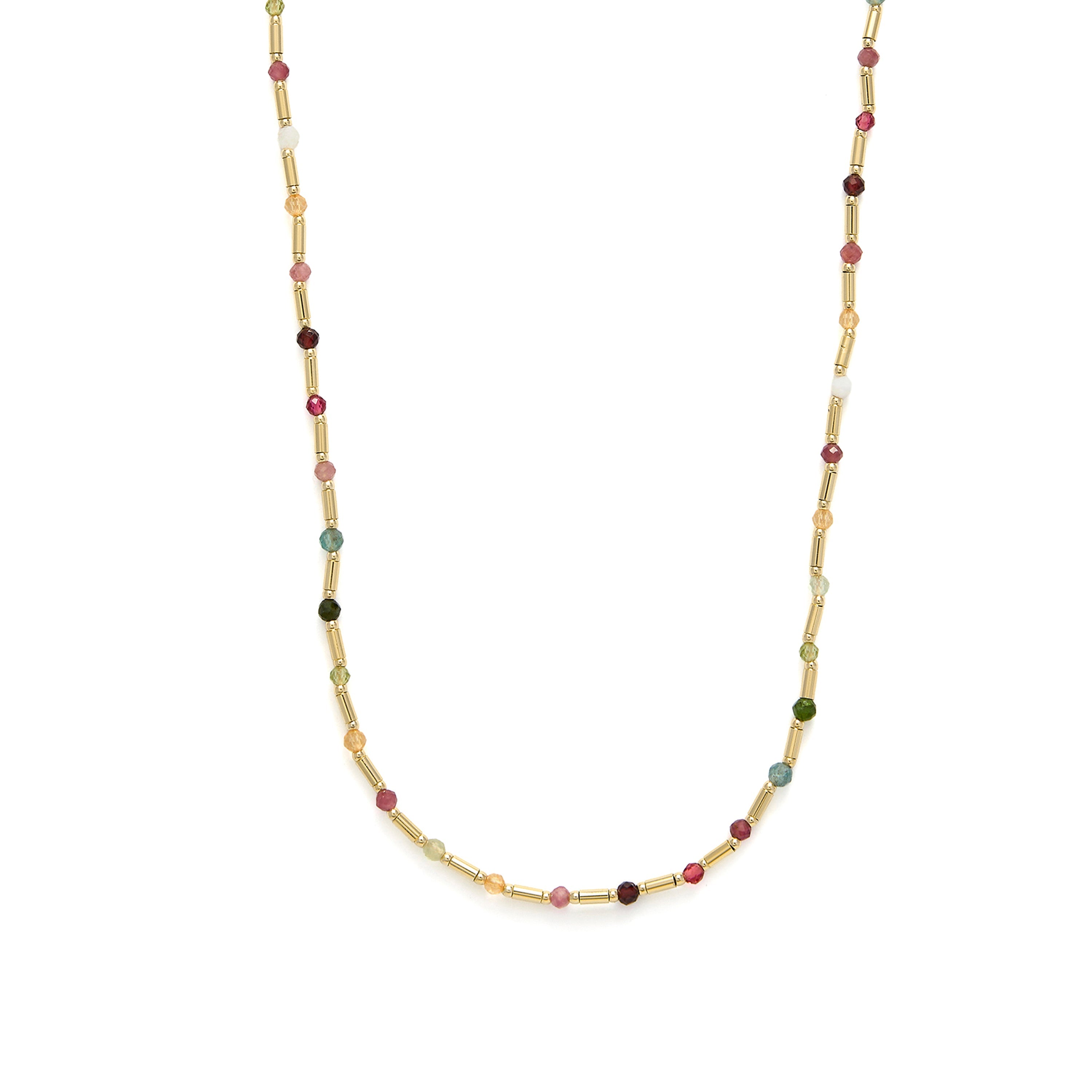 Collar de Plata de Ley 925 y Turmalina Multicolor acabado en oro amarillo 18k - Otssy