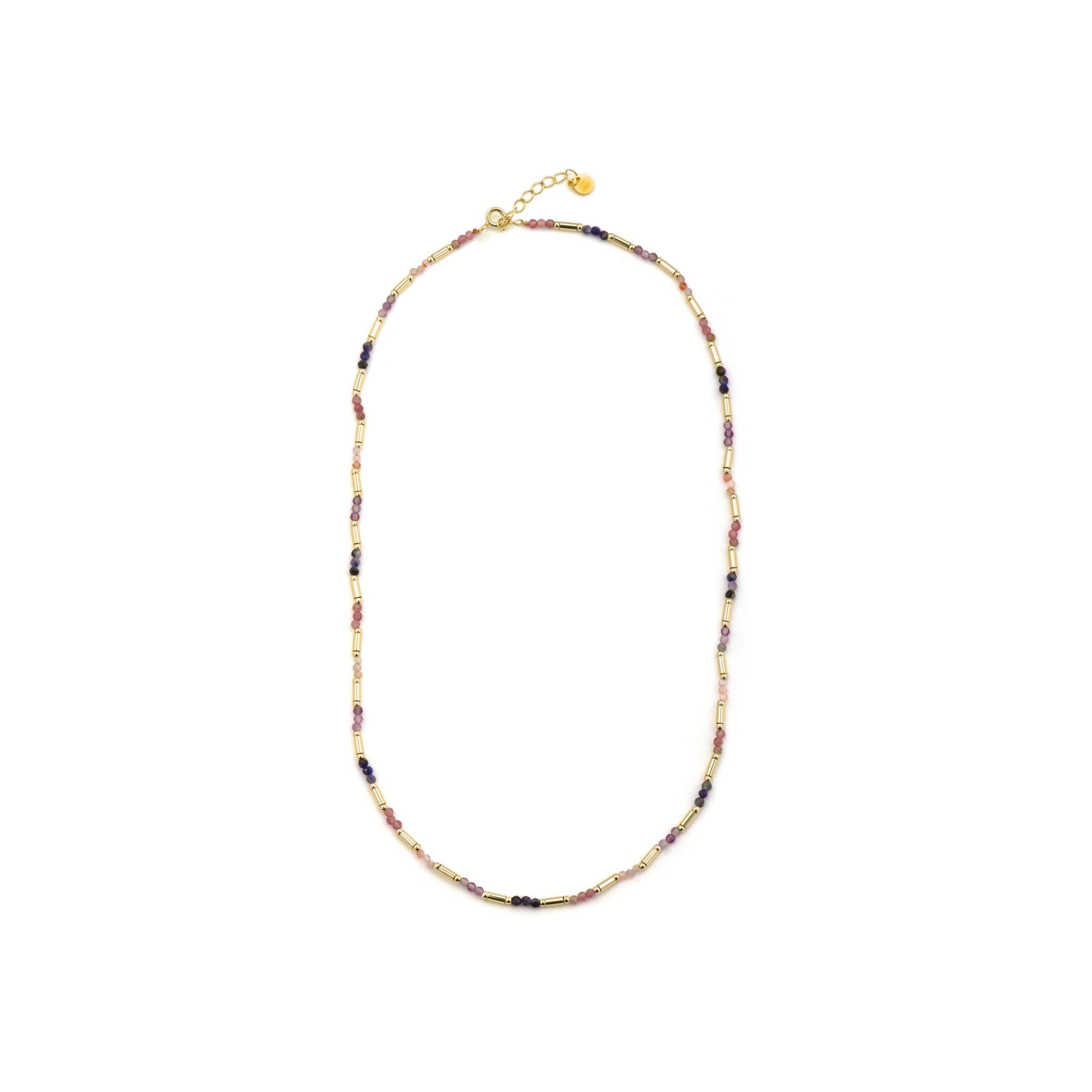 Collar de Plata de Ley 925 y Turmalina Multicolor acabado en oro amarillo 18k - Otssy