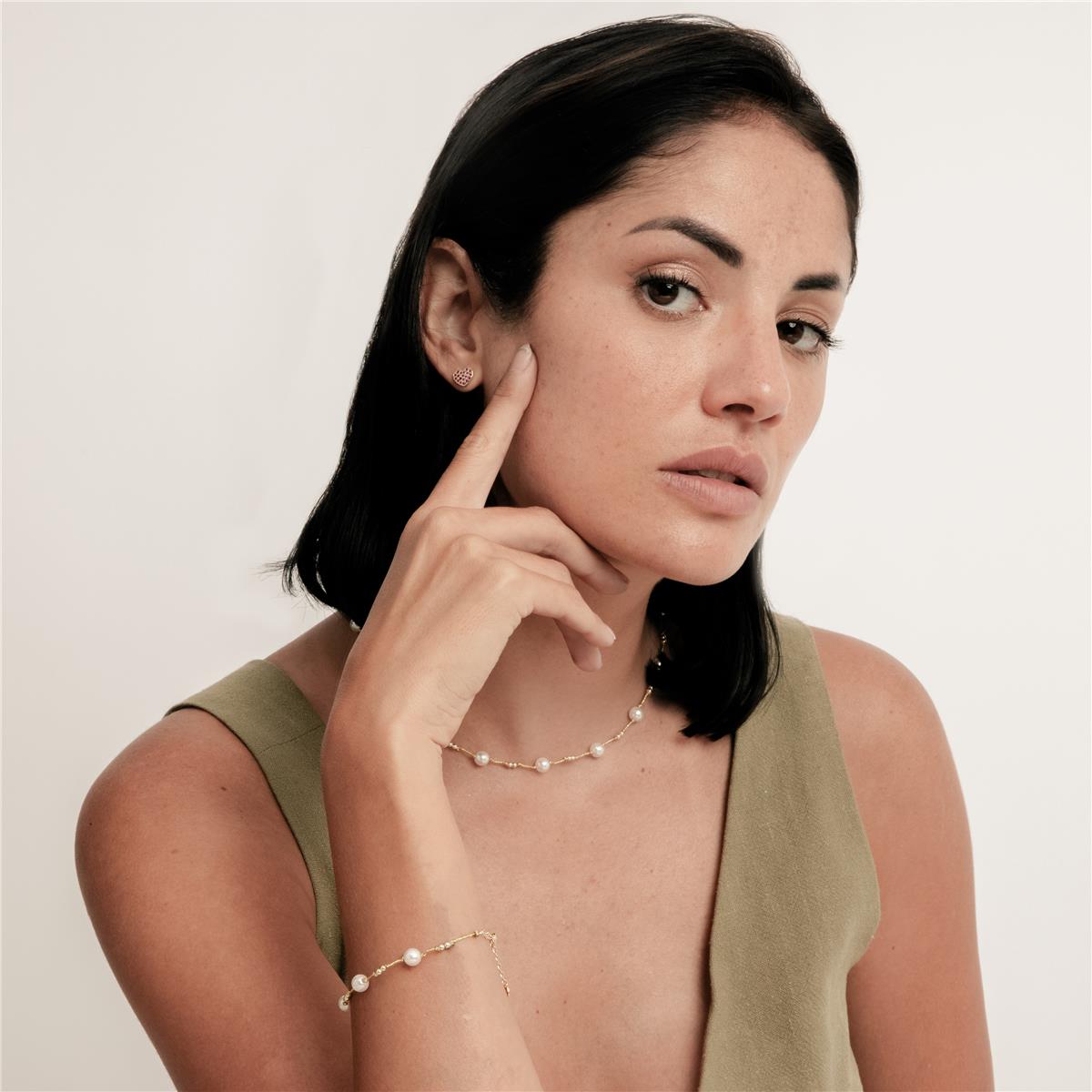 Collar de Plata de Ley 925 y Circonita Brillante acabado en oro amarillo 18k - Hilnio