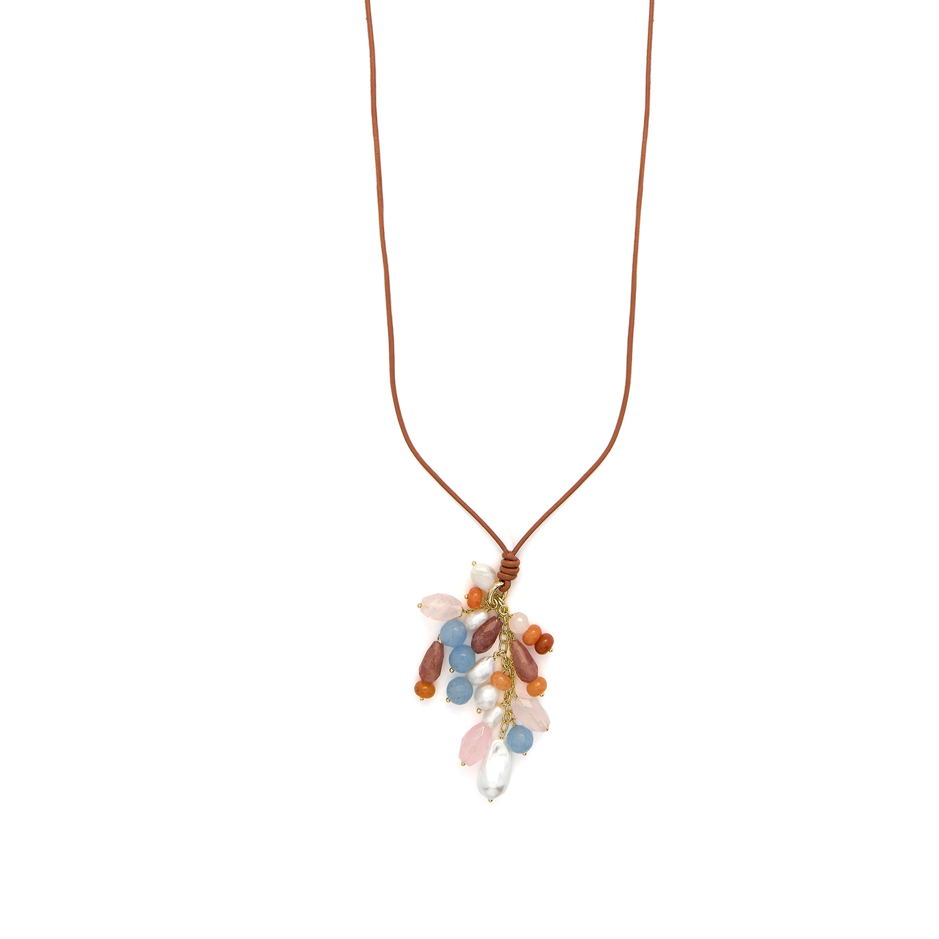 925 Sterling Silver Necklace with White Pearl, 18k yellow gold plated - Laris