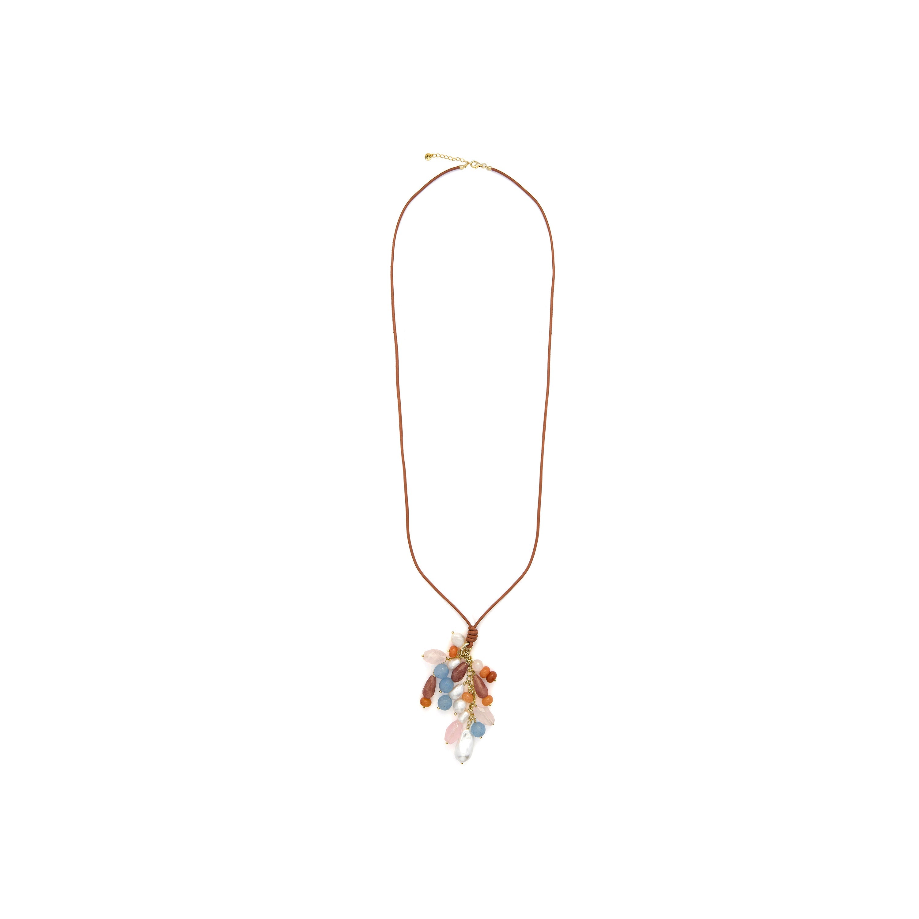 925 Sterling Silver Necklace with White Pearl, 18k yellow gold plated - Laris