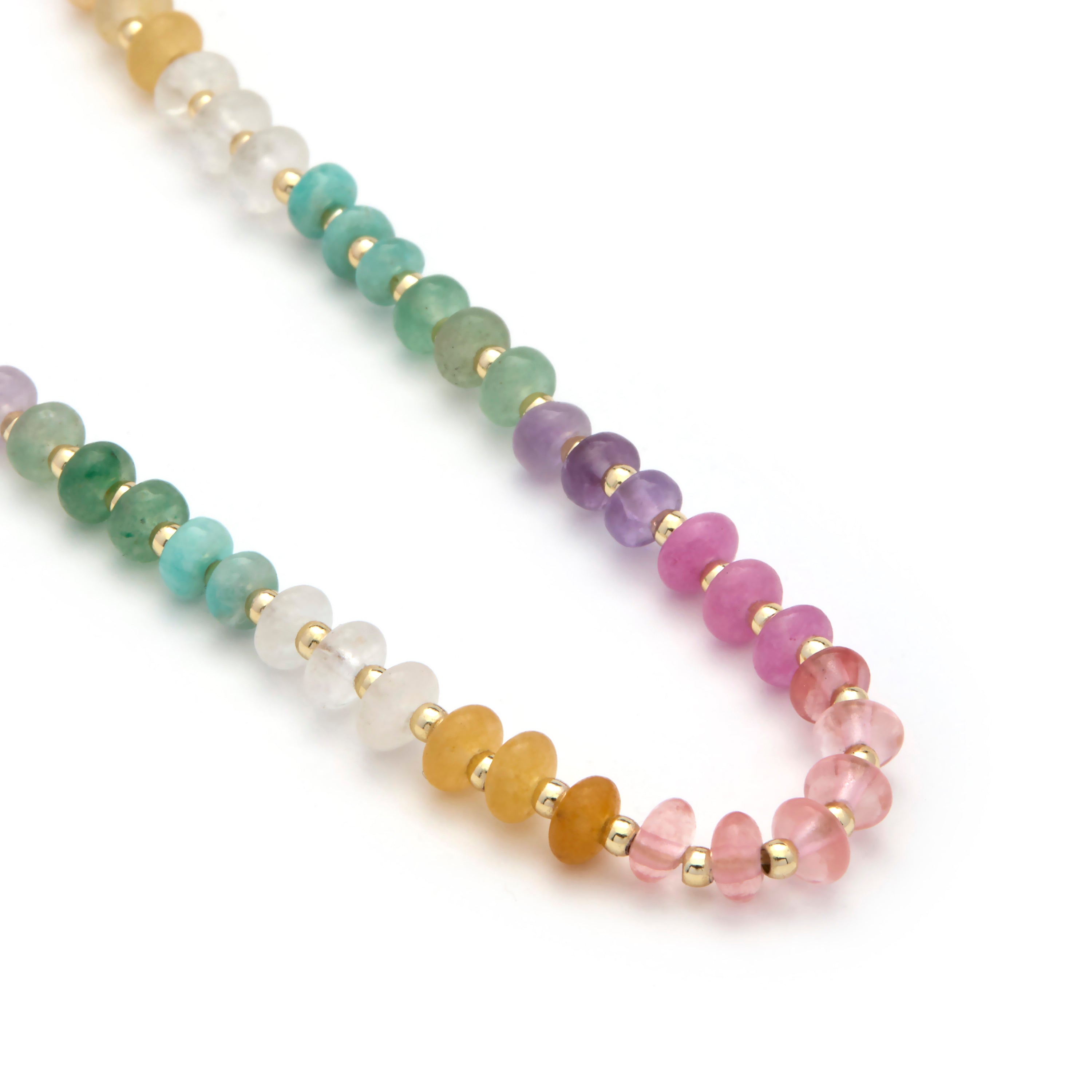 925 Sterling Silver and Multicolor Natural Stone Necklace with 18k Yellow Gold Finish - Uwa