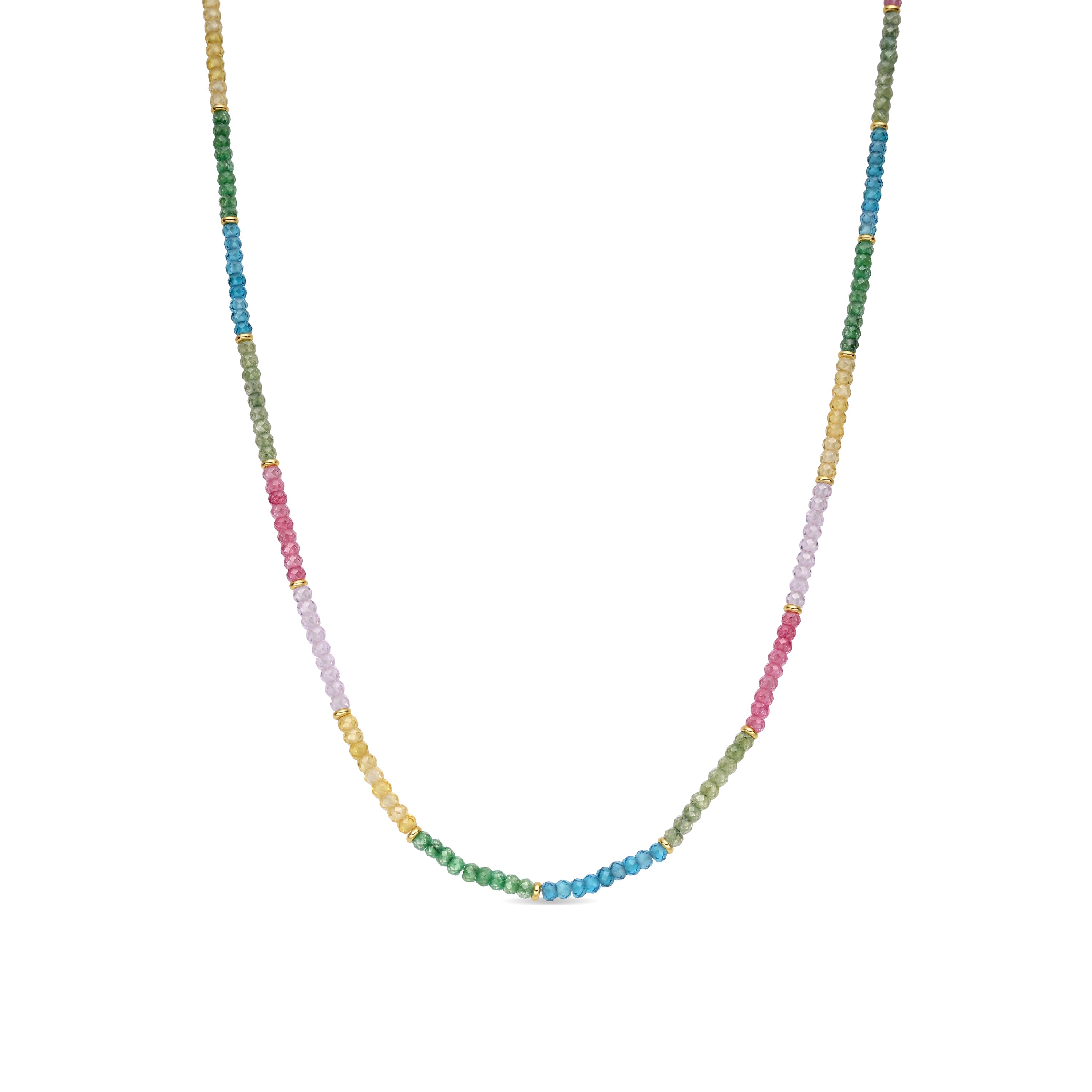 Sterling Silver 925 and Multicolor Crystal Necklace with 18k Yellow Gold Finish - Shusau