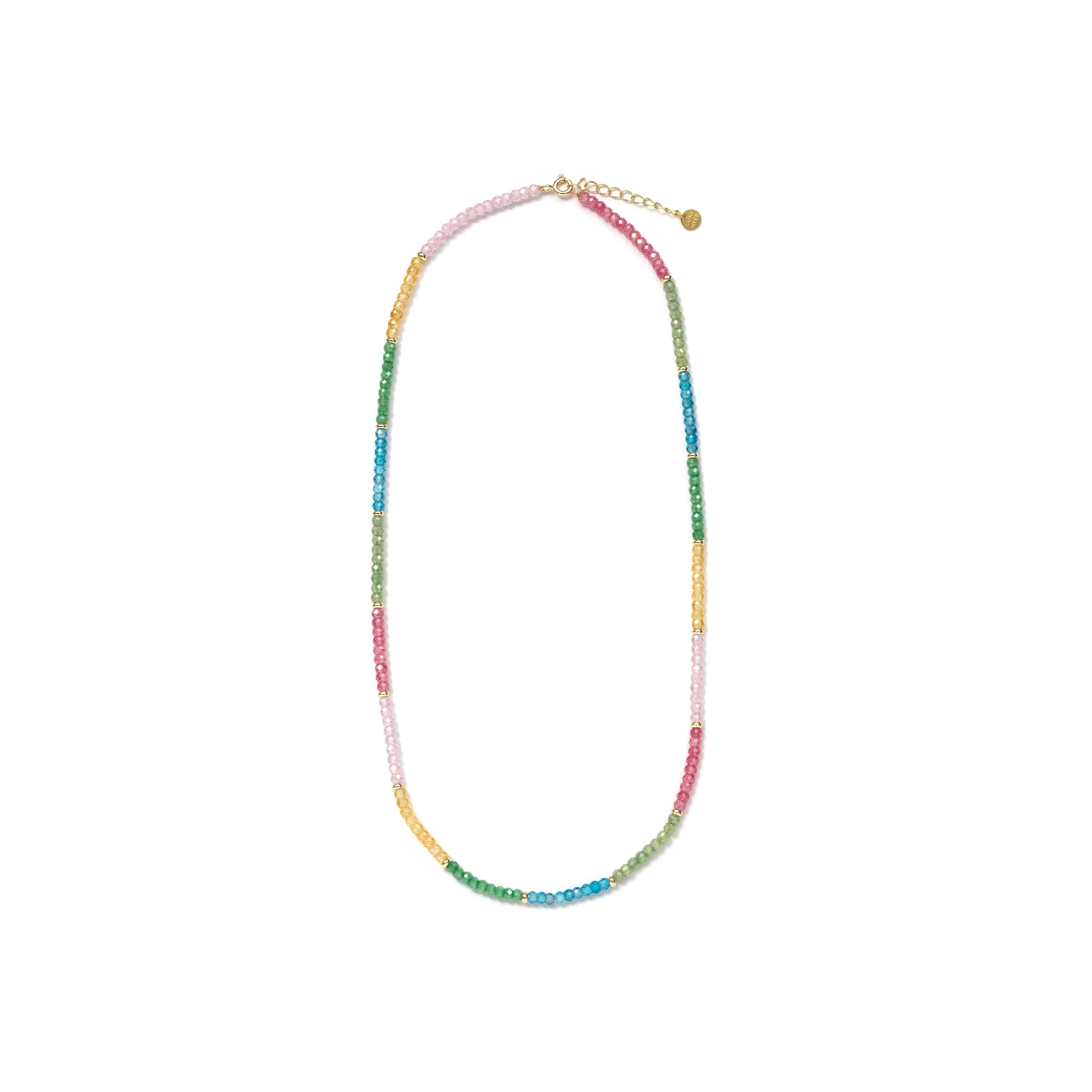 Sterling Silver 925 and Multicolor Crystal Necklace with 18k Yellow Gold Finish - Shusau