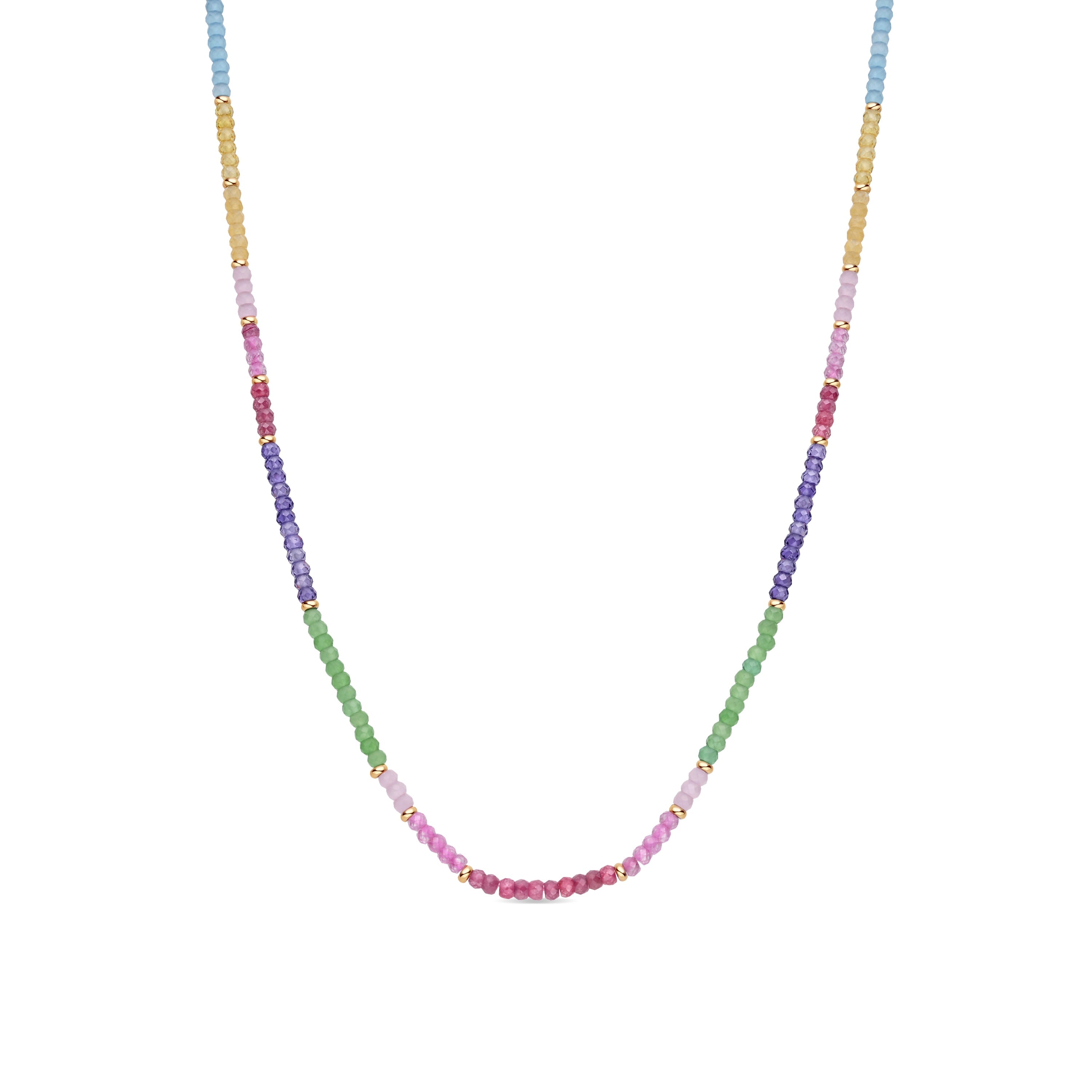 925 Sterling Silver and Multicolor Zircon Necklace with 18k Yellow Gold Finish - Zograx