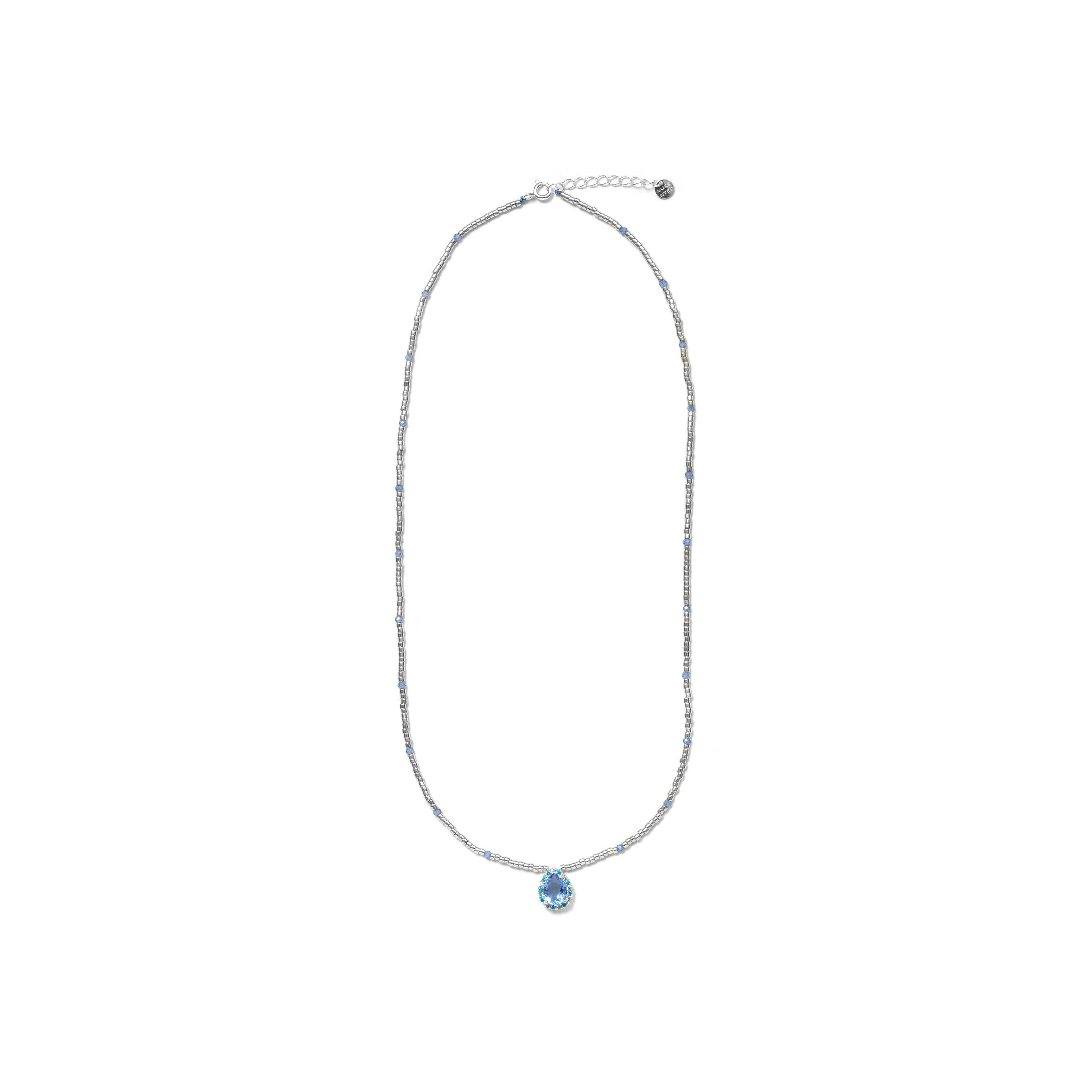 925 Sterling Silver and Hydrothermal Blue Topaz Quartz rhodium plated necklace - Simder