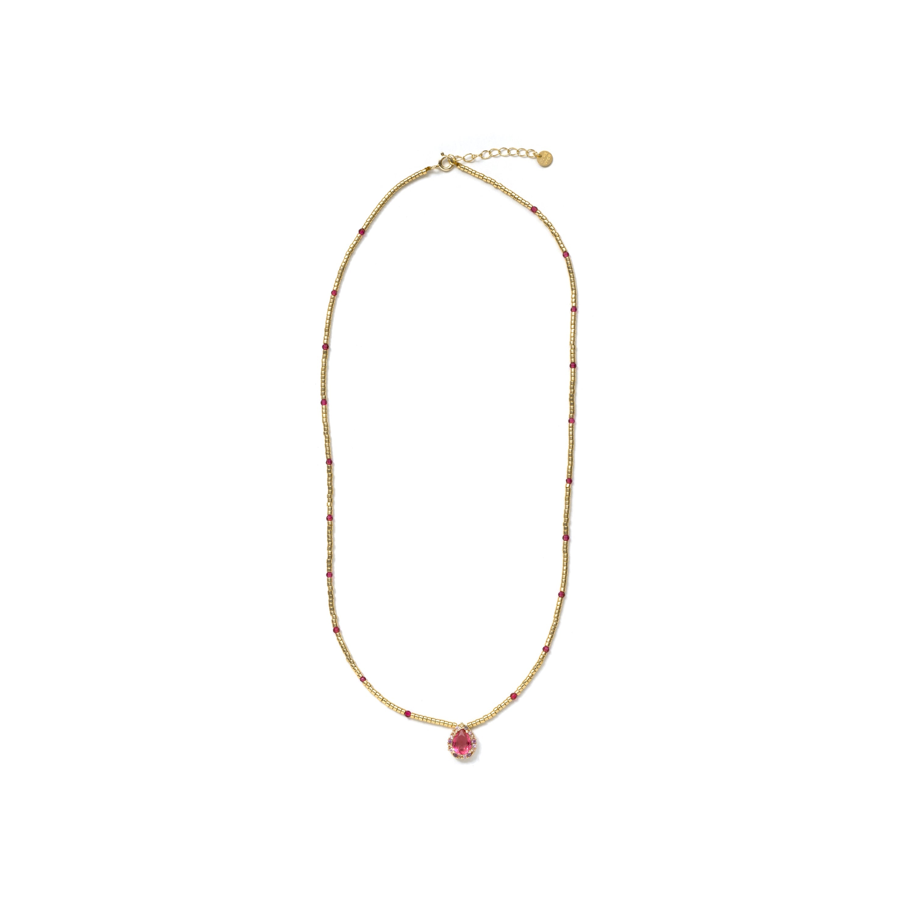 925 Sterling Silver and Hydrothermal Rose Quartz necklace with 18k yellow gold finish - Simder