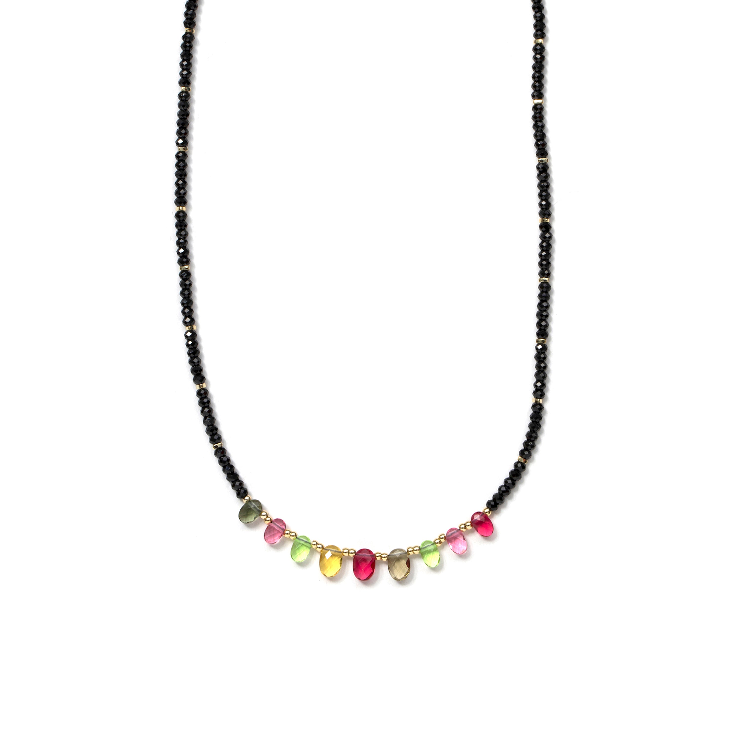 925 Sterling Silver and Multicolor Tourmaline Necklace with 18k Yellow Gold Finish - Renzah